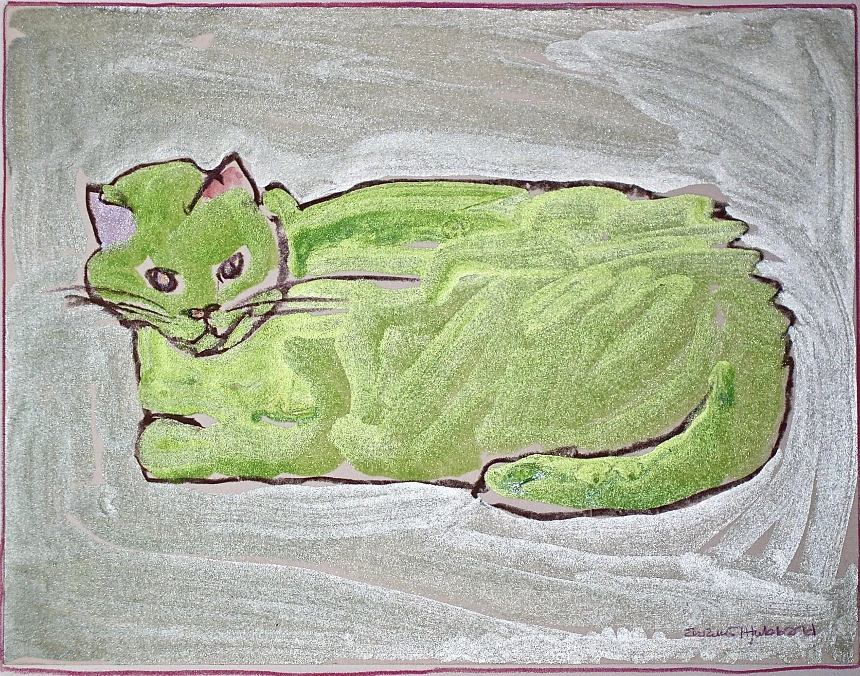 Watching Bugs, 2006, metallized watercolor on Fabriano paper, 8” x 10.5”