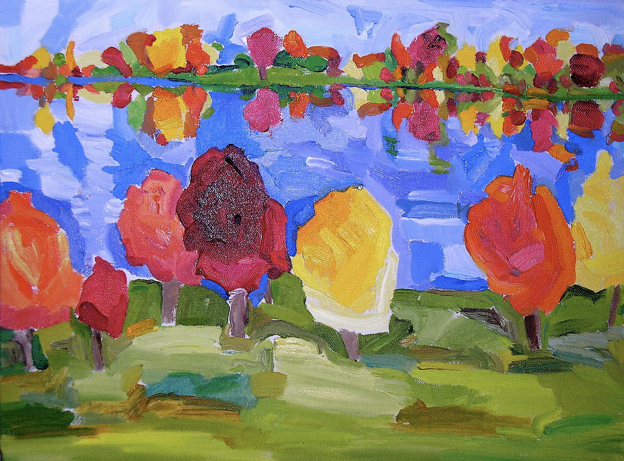 Looking East on West River Drive, 2002,  oil on canvas, 12” x 16”