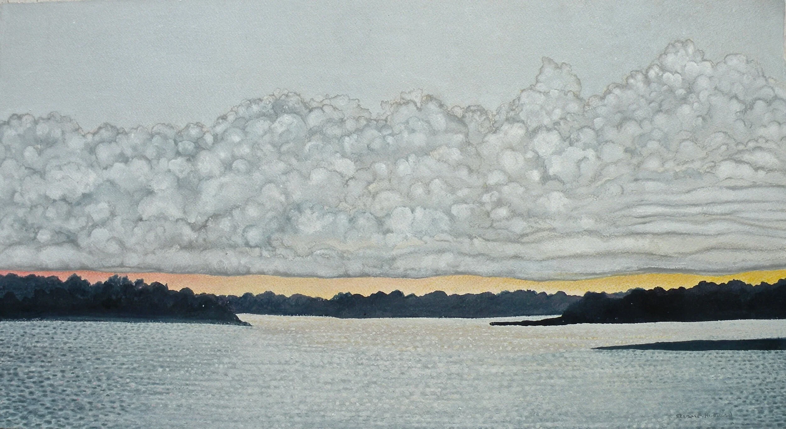 Salty and Quiet, 2014, watercolor on Arches paper, 13” x 30”