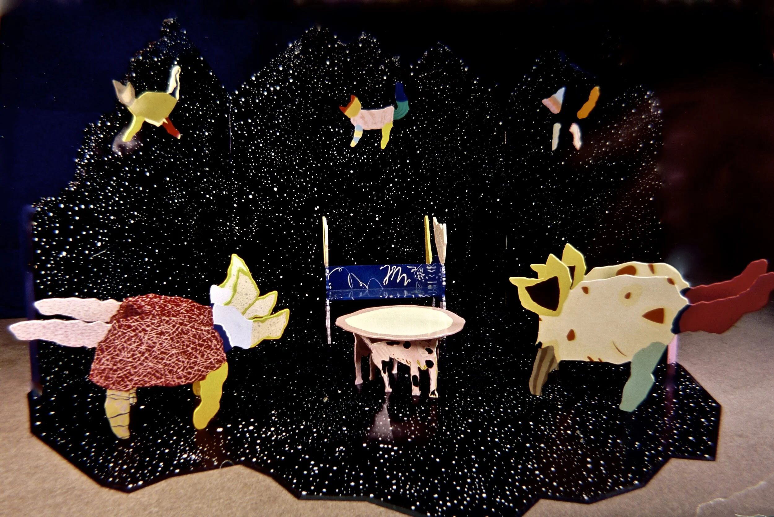 Night Riders, A Children’s House, Please Touch Museum, Philadelphia, 1987,  polychrome Baltic birch figures and structure, 18’ x 28’