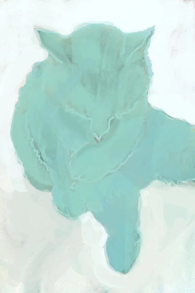 Bather, 2011, digital painting printed on BFK Rives paper, 17” x 11”