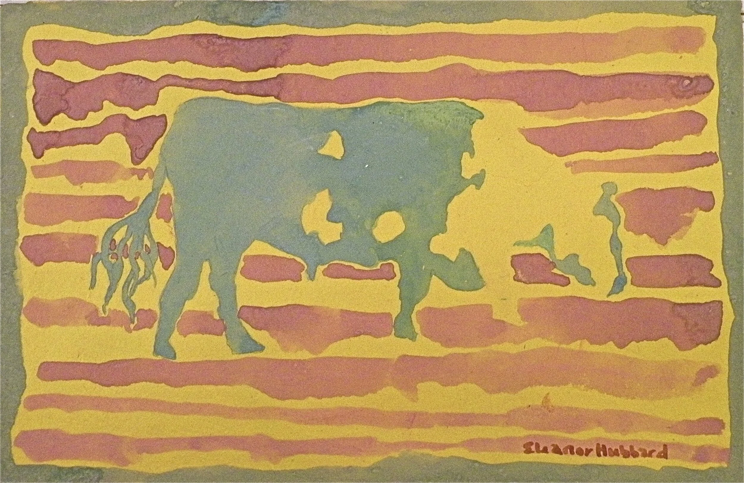 Seasons of the Ox (1/4), 2012, image dyed into handmade paper, 6” x 12.5”