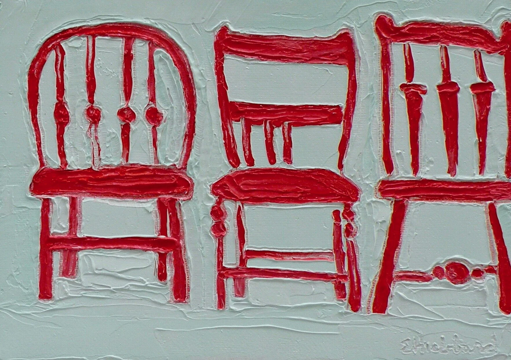 Red Chairs III, 2009, oil on canvas, 6” x 8”