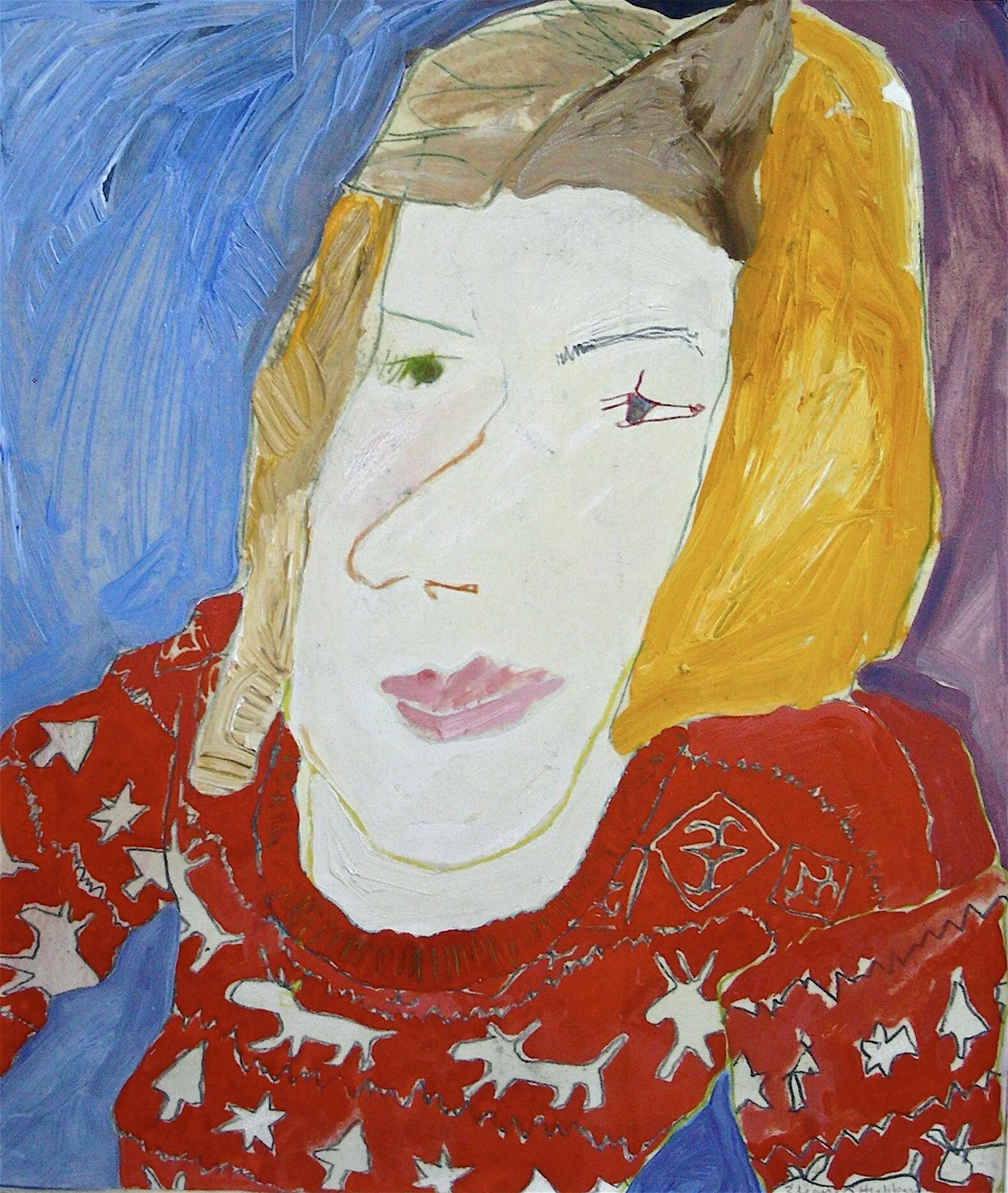 New Sweater, 1979, oil and colored pencil on museum board, 11" x 9.5"