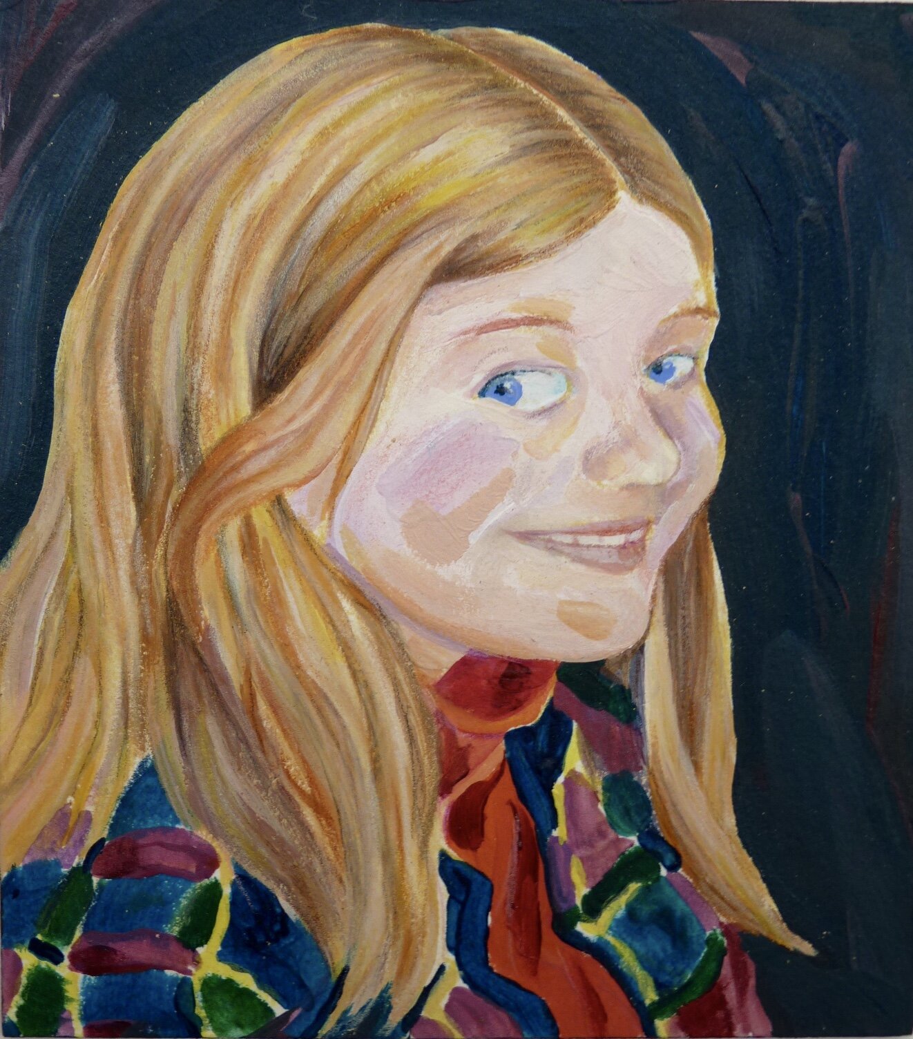 Finnish Girl in Norway, 1994, acrylic on museum board, 5" x 4"