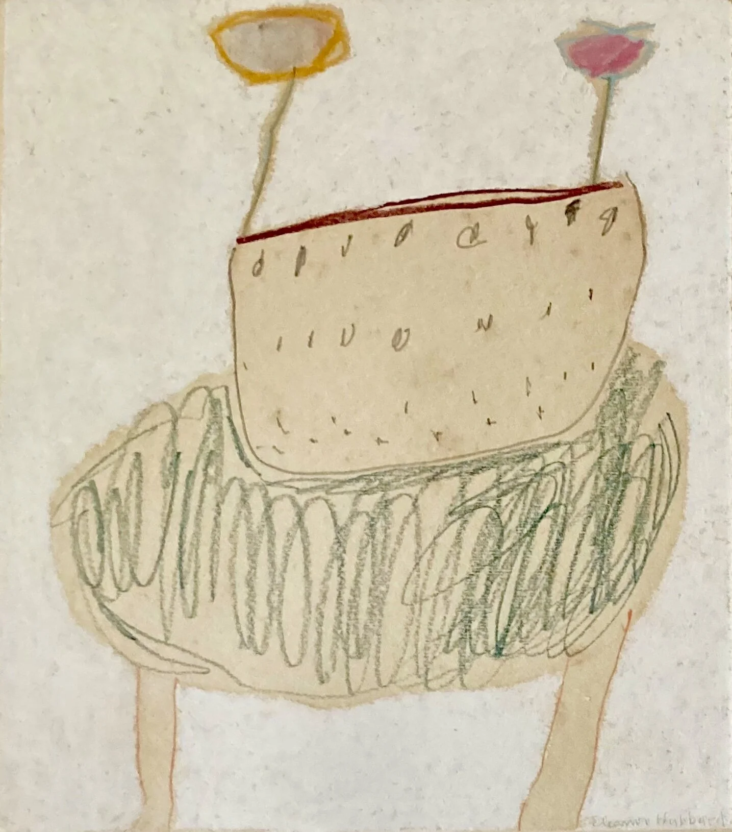 Square Bouquet, 1971, cray pas, colored pencil, and graphite on Arches paper, 14.5" x 13"