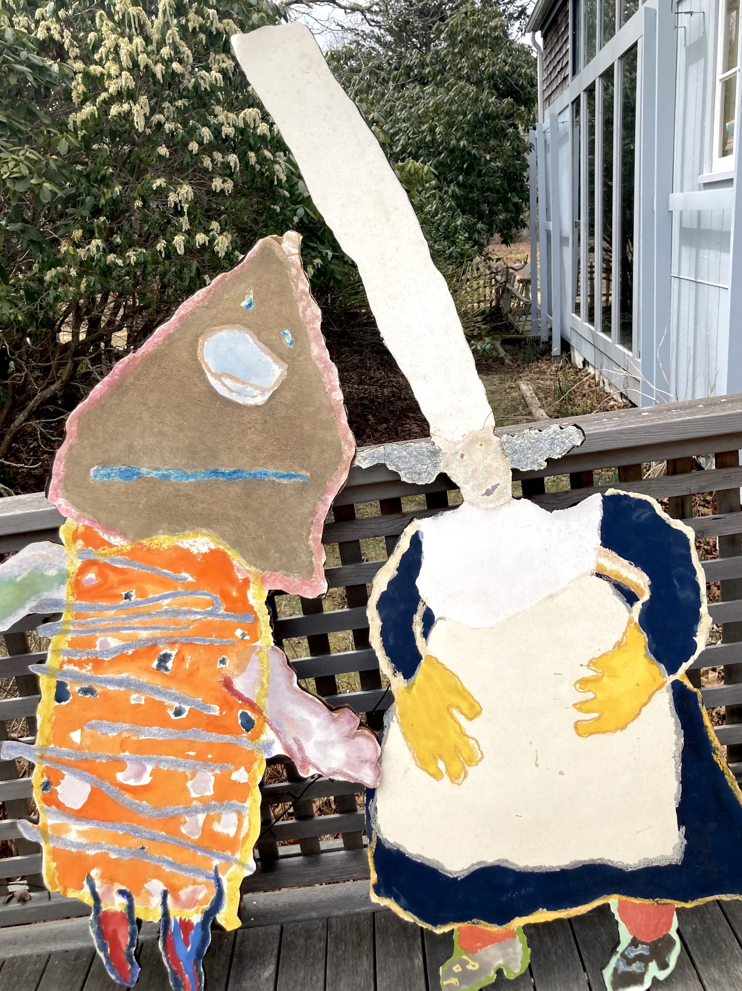 Host and Hostess, Gallery Voleu, 2008, watercolor and colored pencil on Arches paper, 12' x 5'