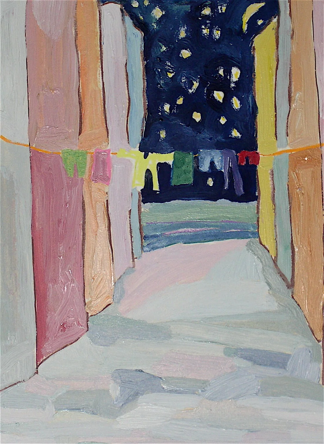 Drying Out in Venice, 1995, oil on museum board, 12” x 6”