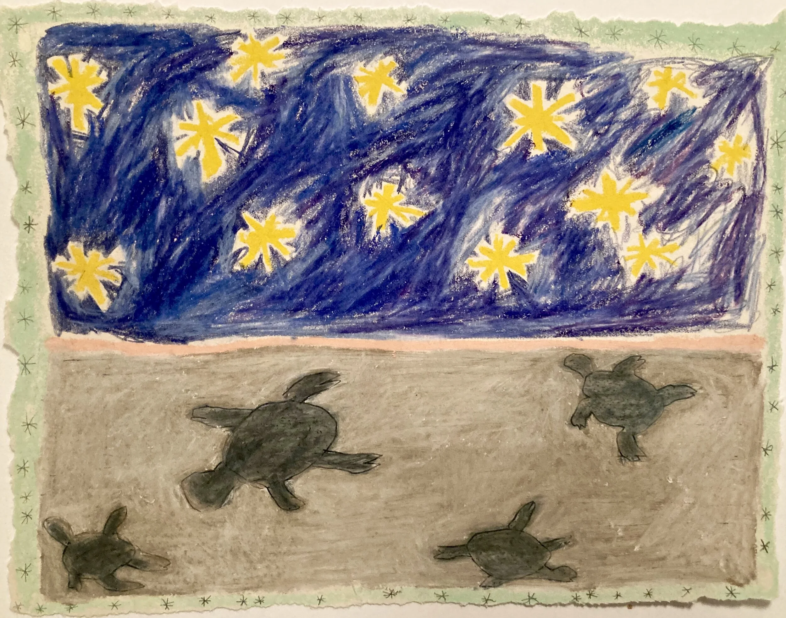 Night Moves, 1980, mixed media on Morilla paper, 10.5” x 13.5”