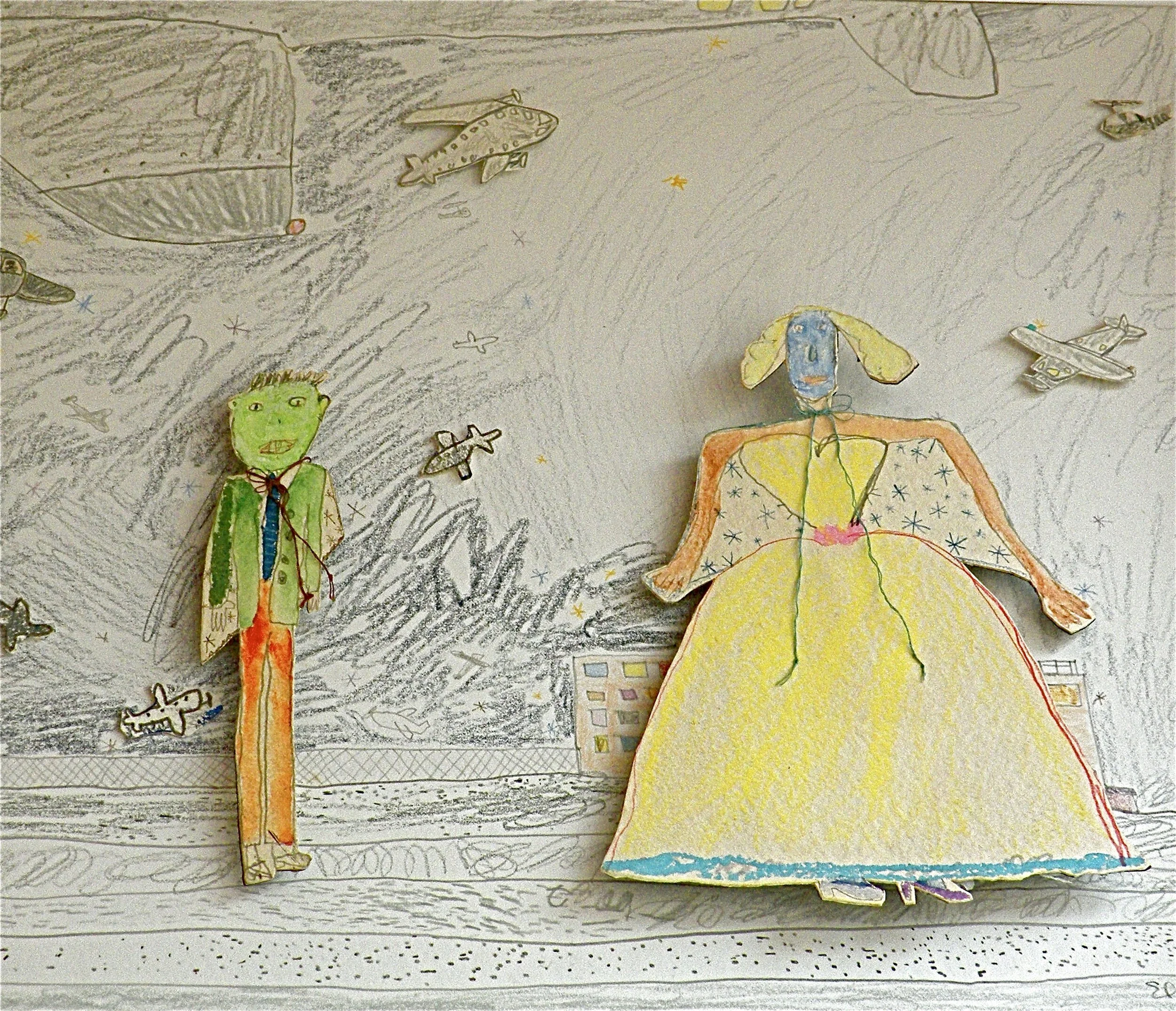 Cape Club (detail), 1983, colored pencil collage on museum board, 10" x 36"