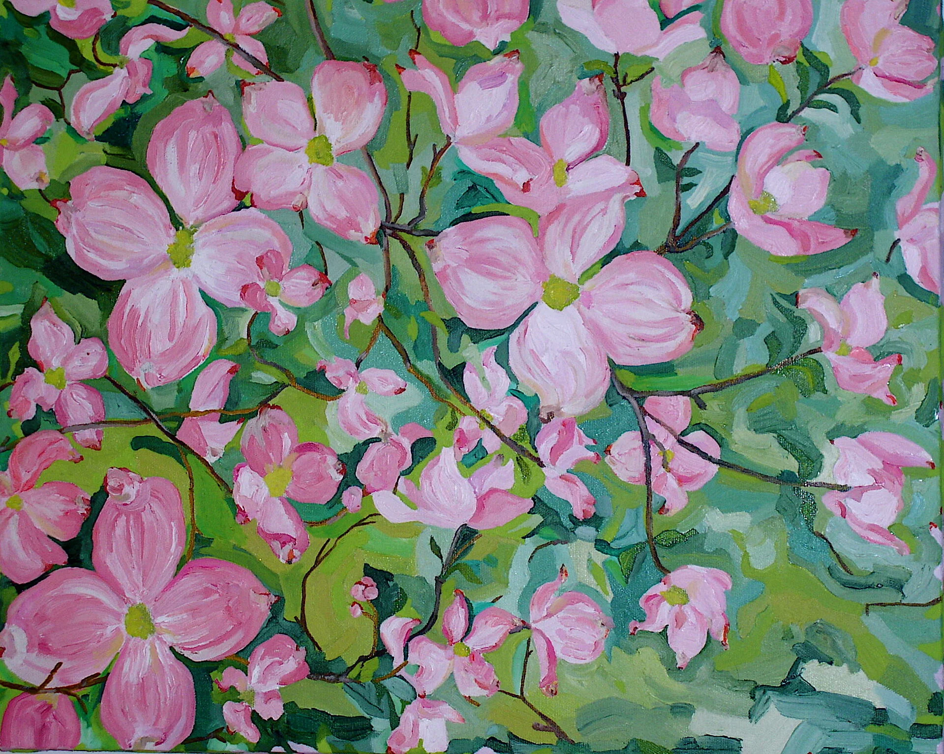 Looking Up in Lexington, 2001, oil on canvas, 16” x 22”