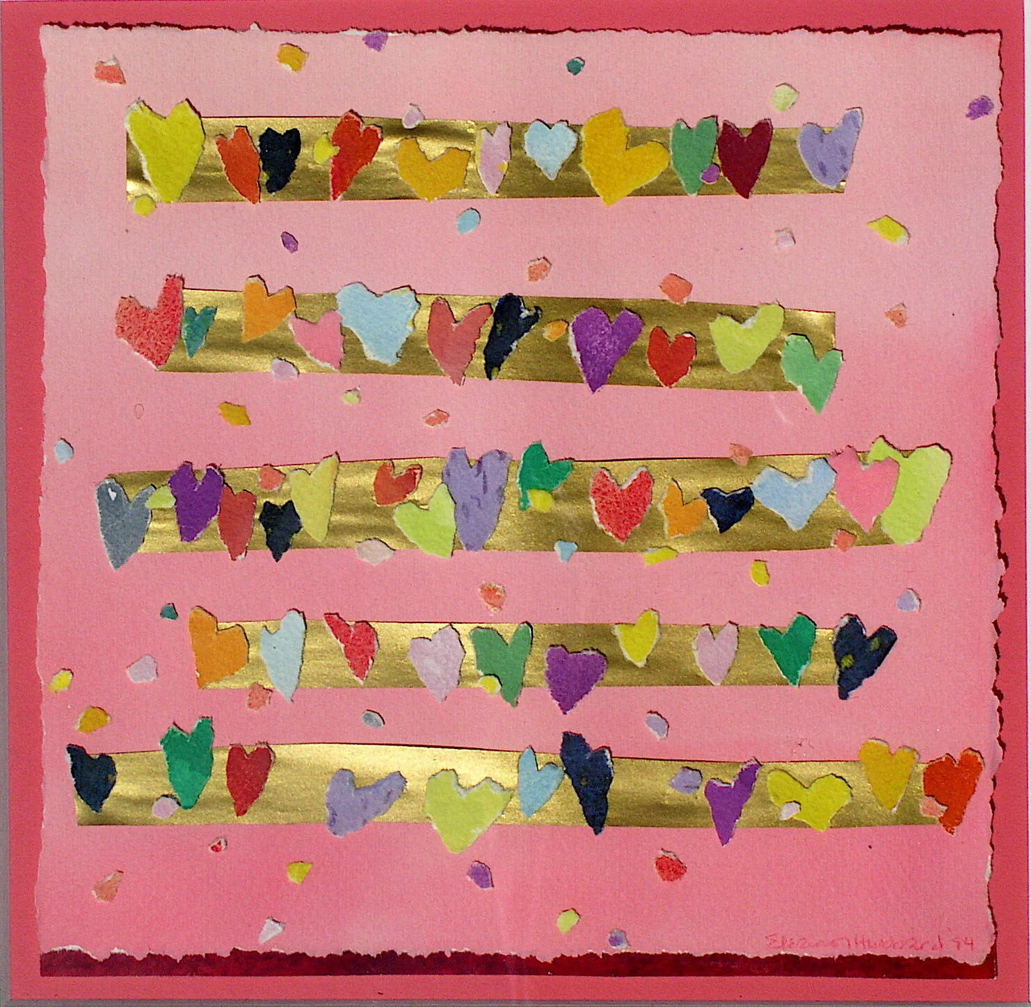 Song, 1990, gouache with collage elements on BFK Rives paper, 9" x 9"