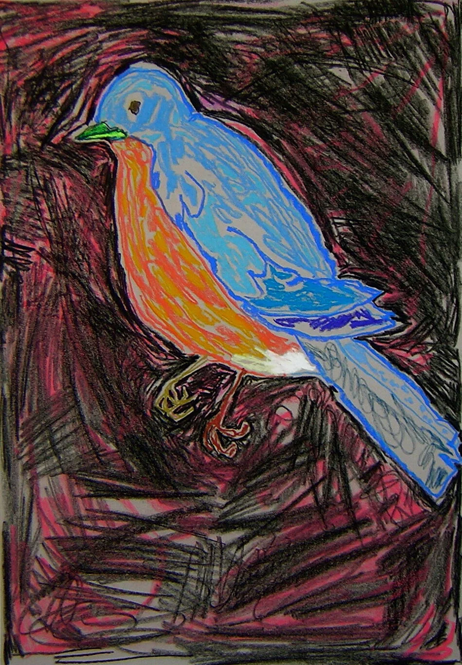 Stormy Blue, 2008, oil pastel and colored pencil on Arches paper, 24" x 18"