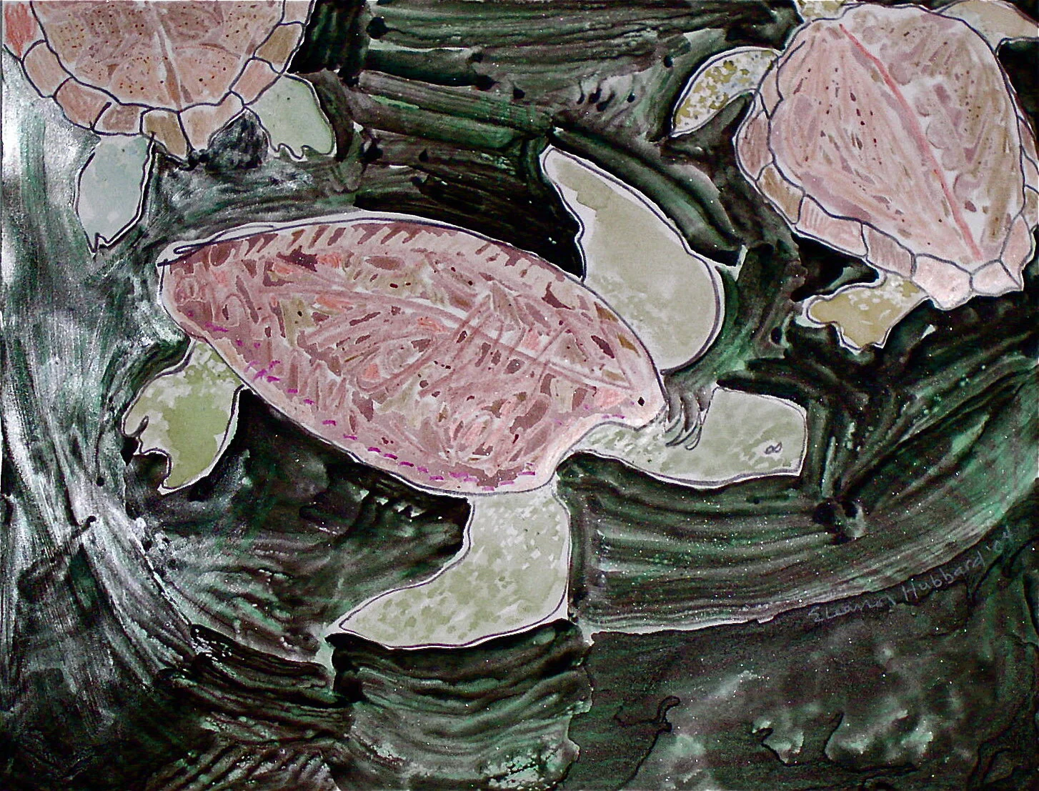 Circling in Juno, 1996, colored pencil and watercolor on Strathmore paper, 12” x 9”