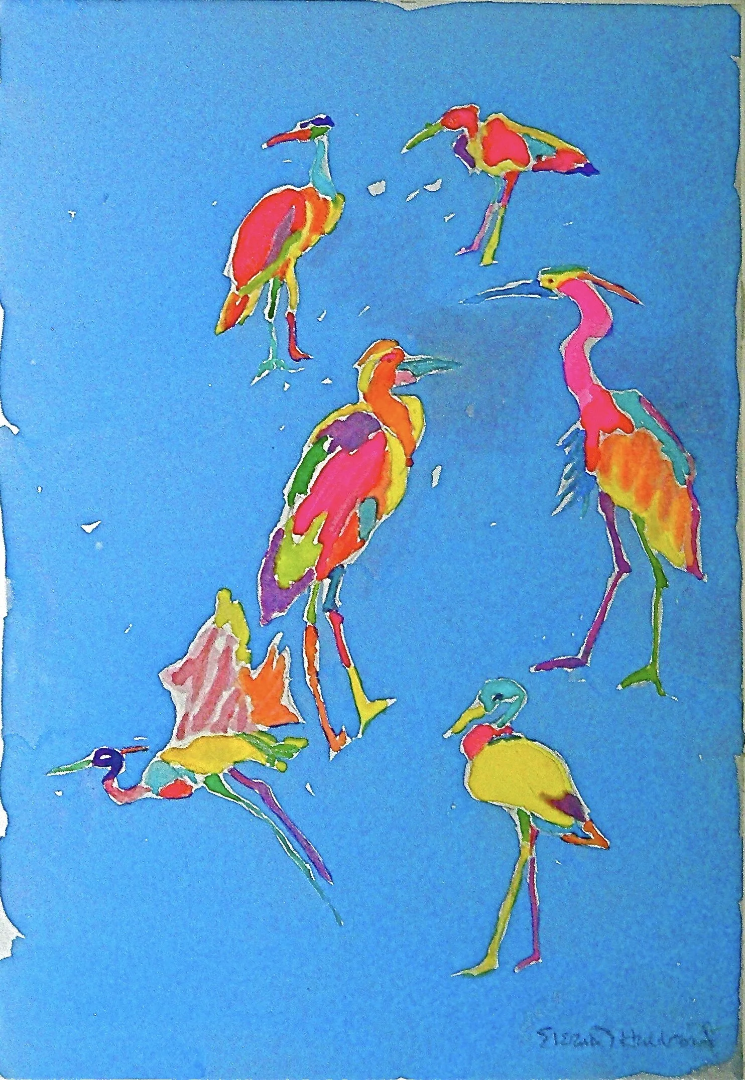 Six Ways of Looking at a Heron, 2003,  watercolor on Arches paper, 10” x 6”
