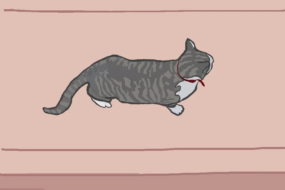 Farm Cat Fragments (4/4), 2012, digital painting printed on BFK Rives paper, 11" x 17"