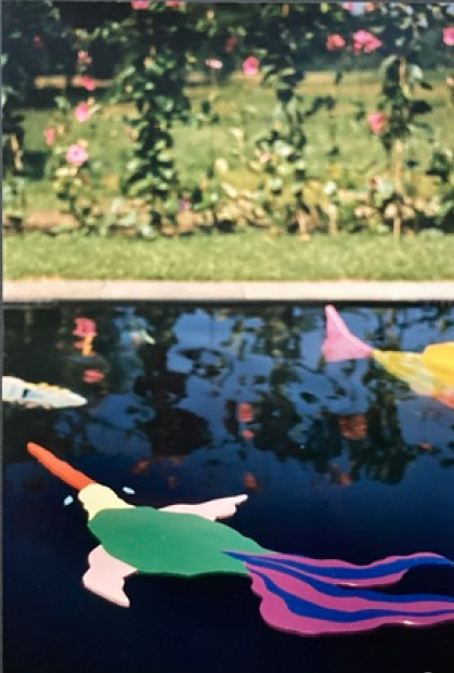 Rendezvous, Alliance in the Park, Fairmount Park, Philadelphia, Pond (detail), 1987, polychromed marine plywood, slate, water, & rubber, 8’ x 14’ x 28‘