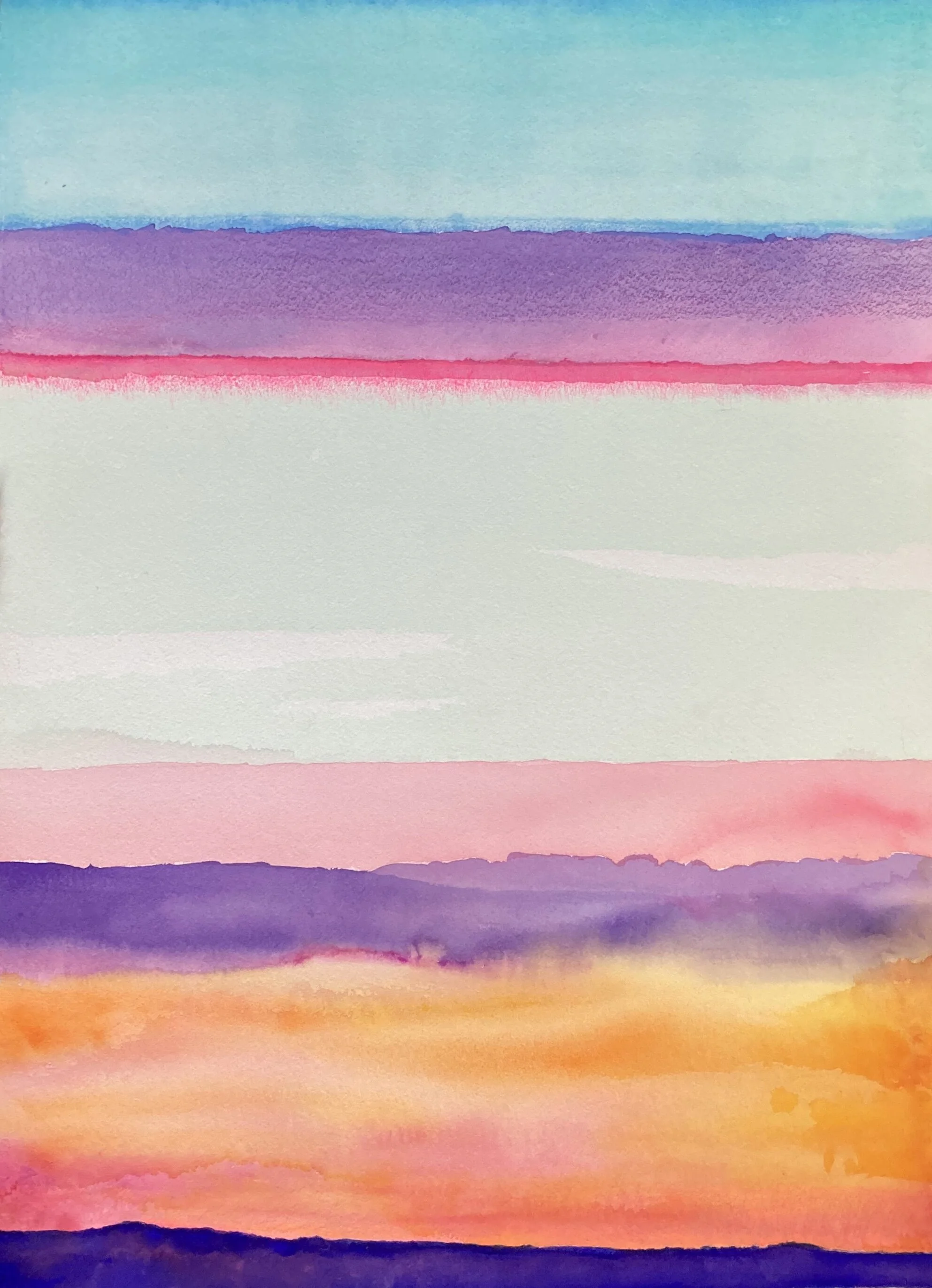 December, 2020, watercolor and colored pencil on Arches paper, 30” x 22"