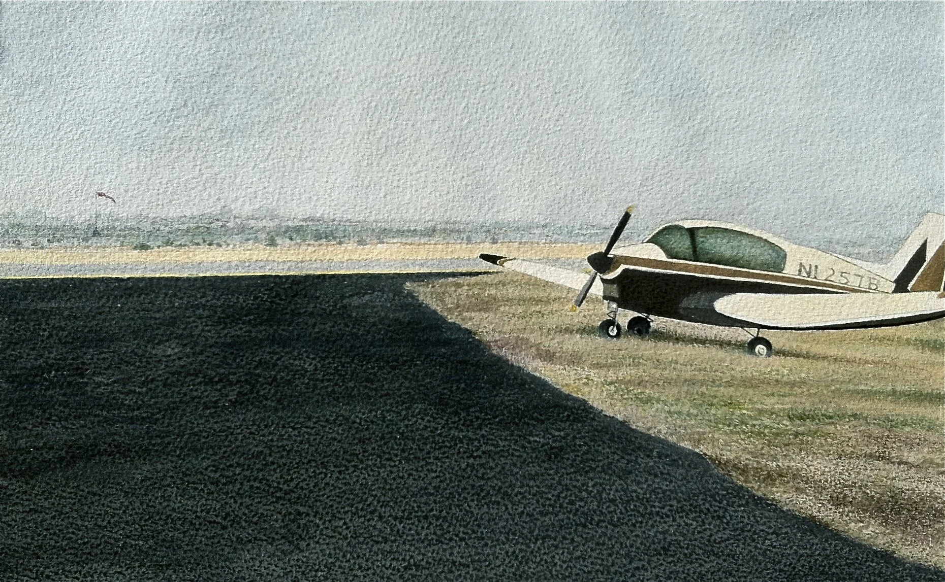 Fogged In Again, 1979, gouache, watercolor and colored pencil on Arches paper, 10” x 14”