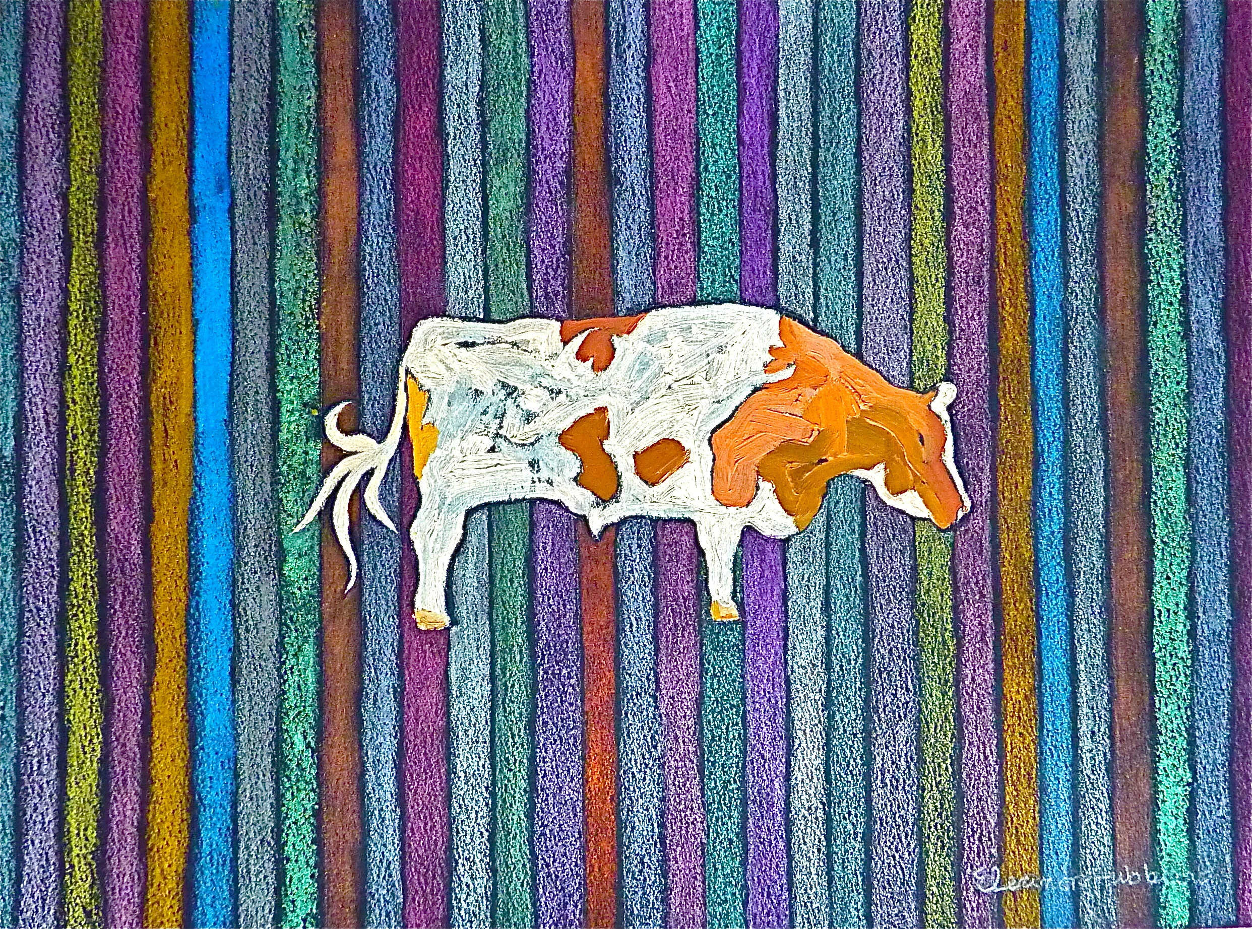 Ox Trot, 2009, oil and metallic oil pastels on Mi-Teintes paper, 10” x 13.5”