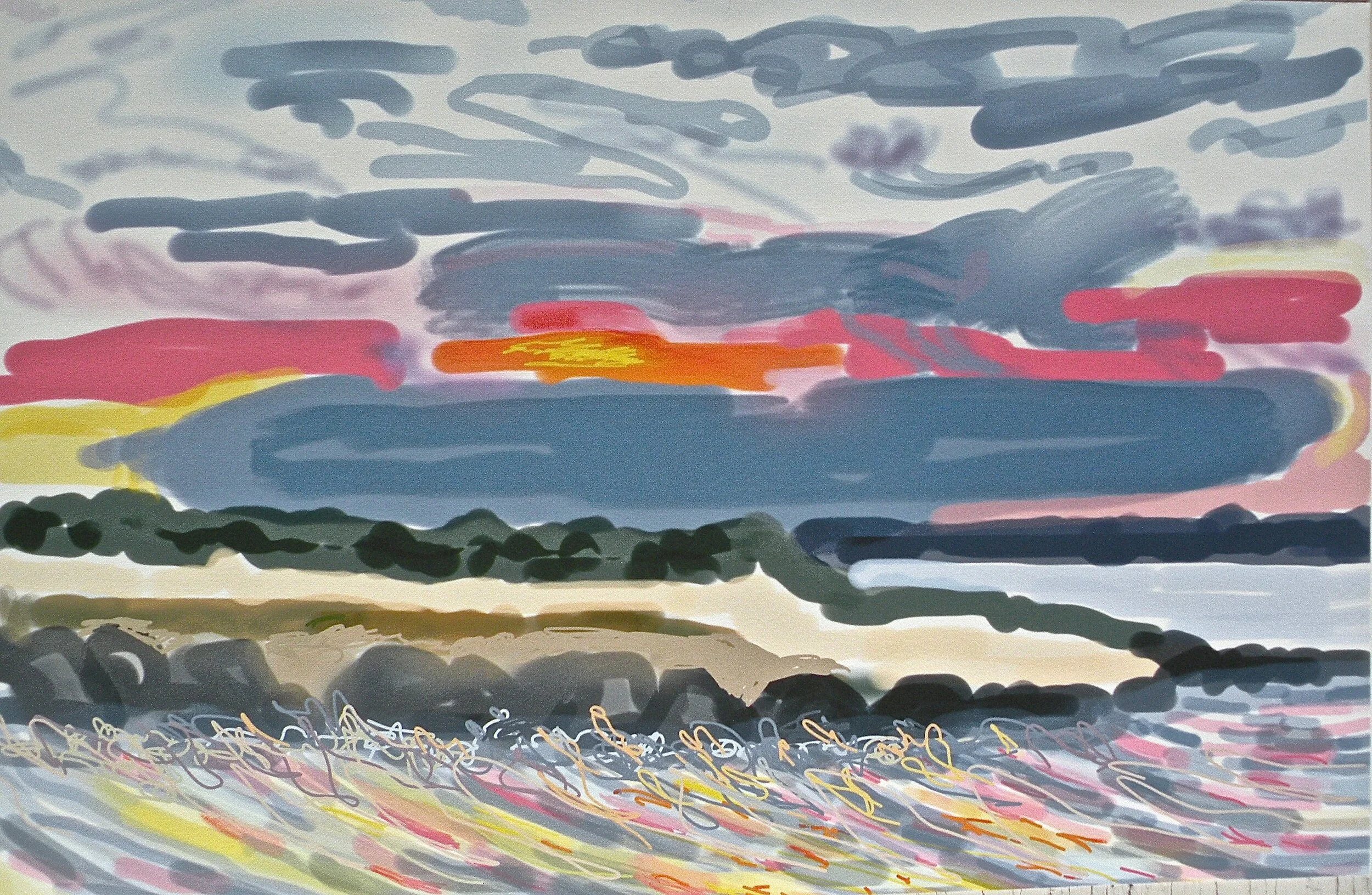 Loud Sound, 2012, digital media and colored pencil on BFK Rives paper, 11” x 17”