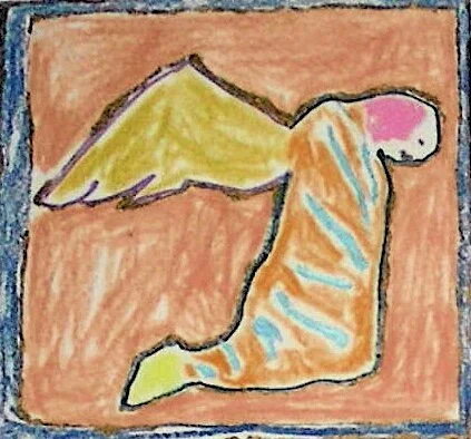 Medium Angel, 1980, cray pas and pastel on Arches paper, 6" x 6"