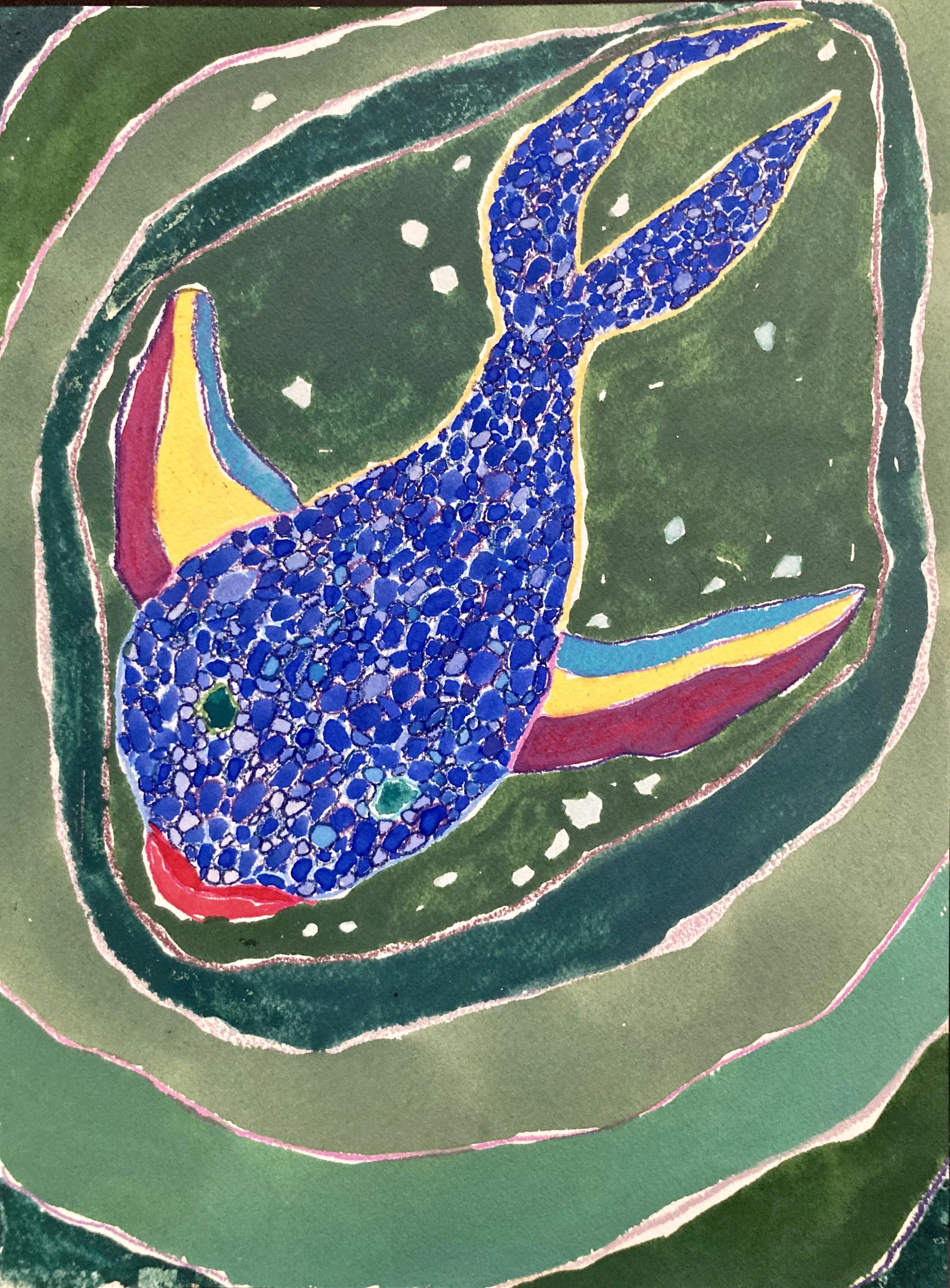 Making Waves, 1989, gouache on Arches paper, 12” x 7.5”