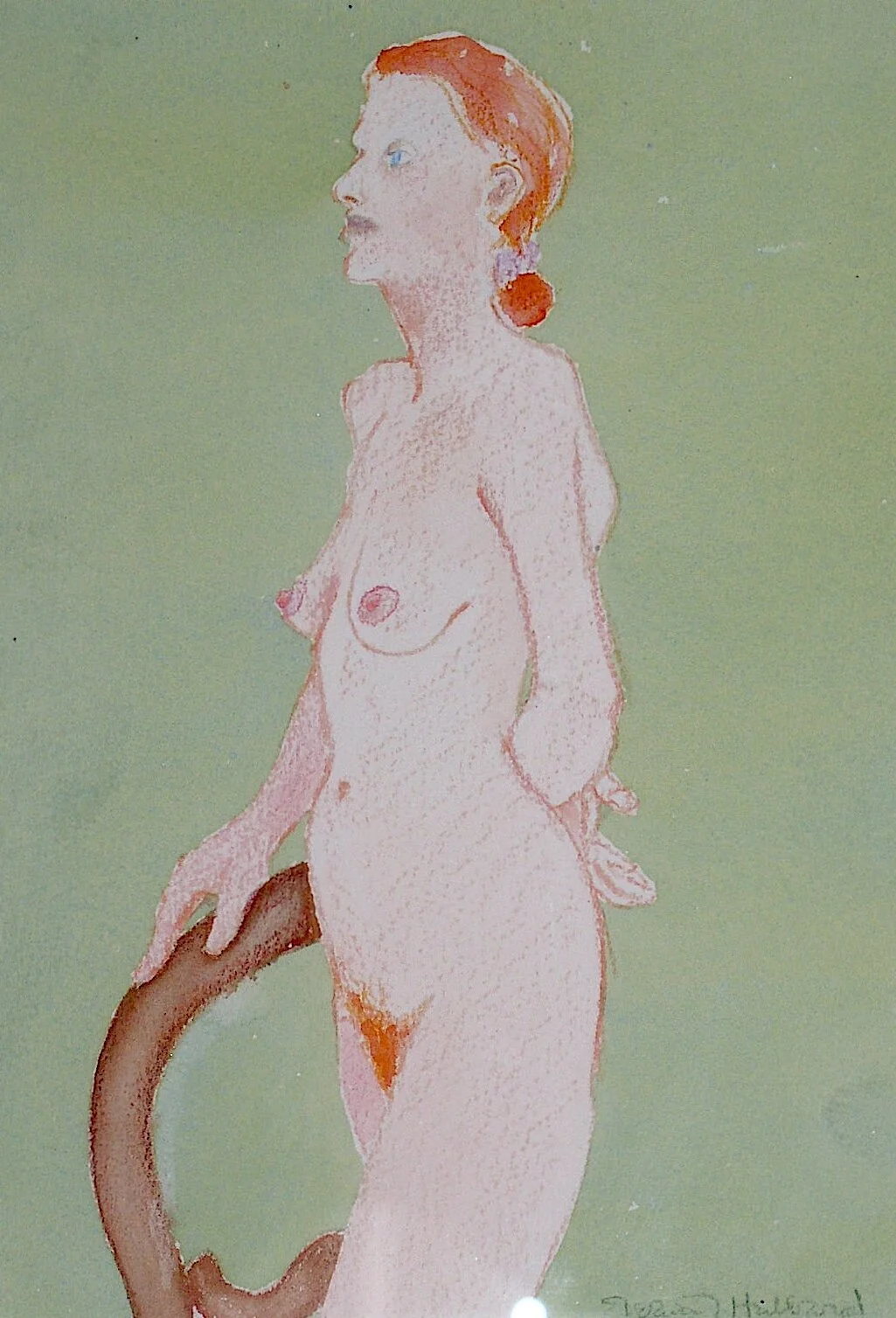 Christine Modeling, 1994, colored pencil on Arches paper, 12” x 9”