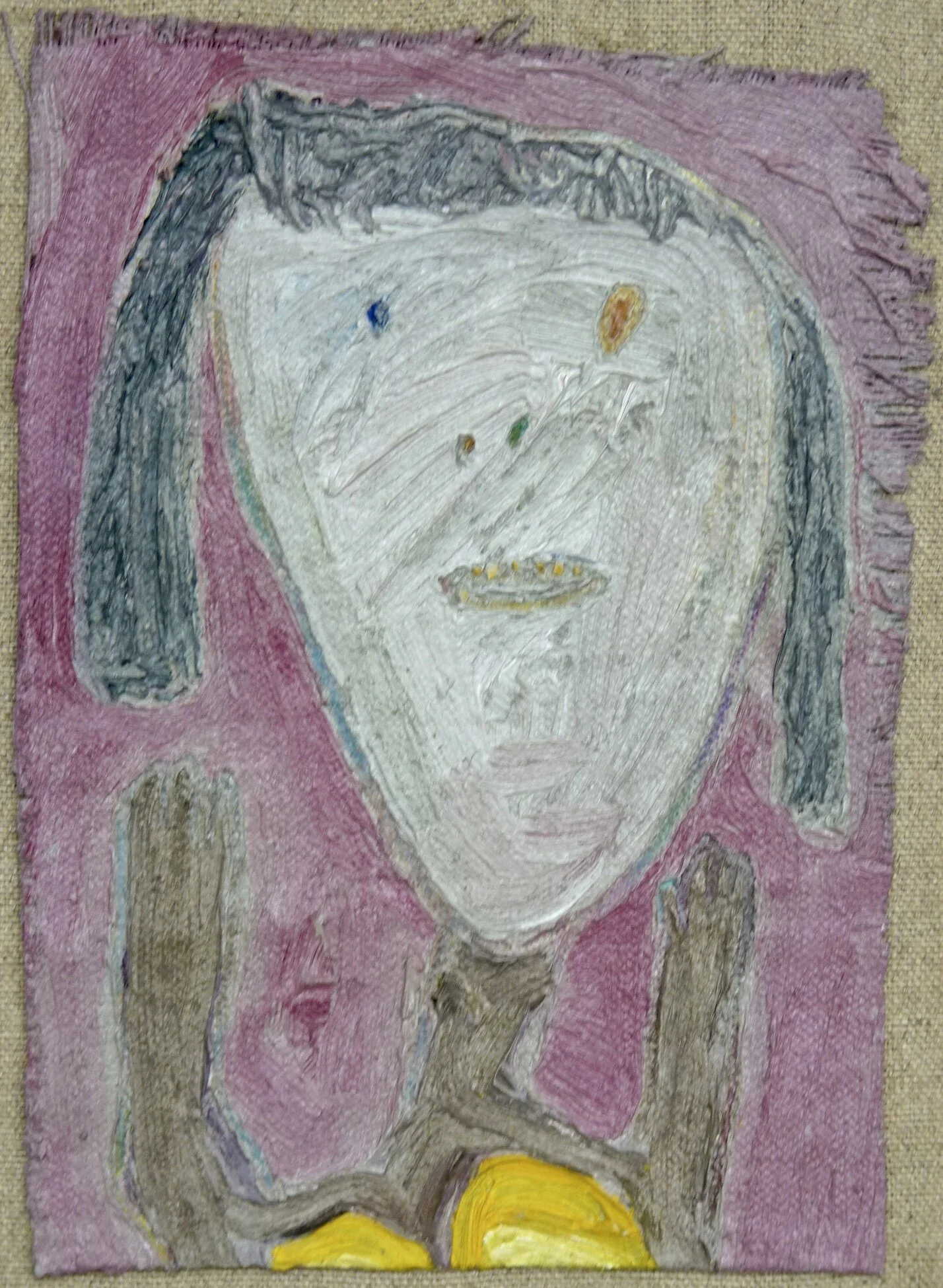 Hostage, 1982, oil and colored pencil on Arches paper, 7" x 5"