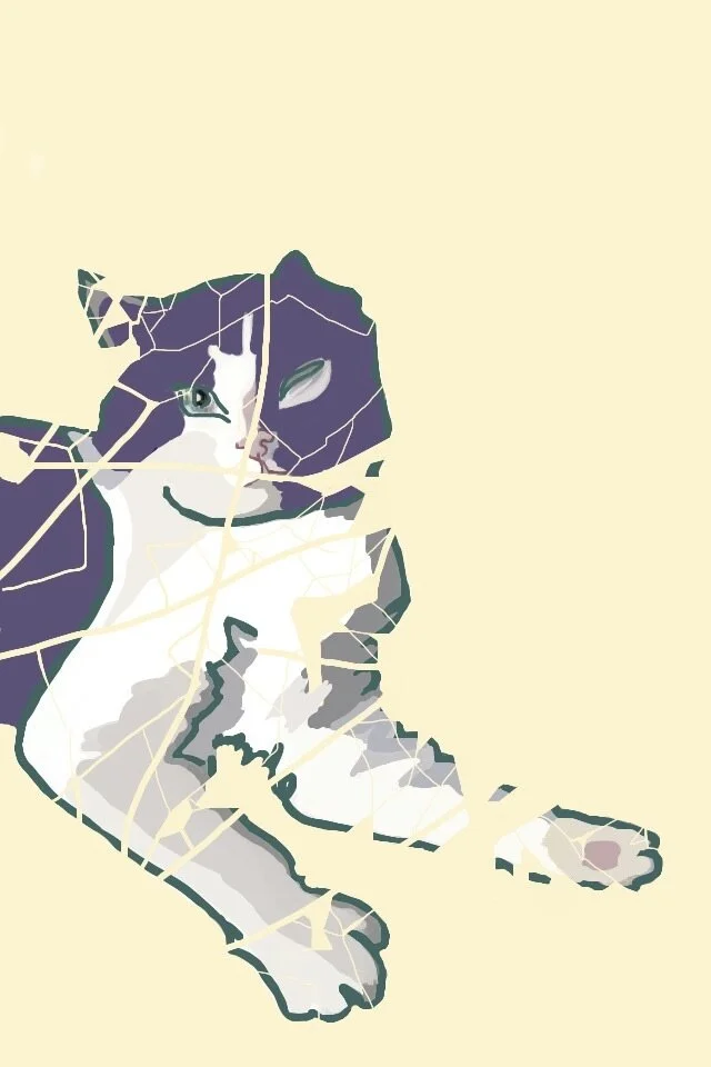 Pieces of Lazlo (3/3), 2012, digital painting printed on BFK Rives paper, 17” x 11”