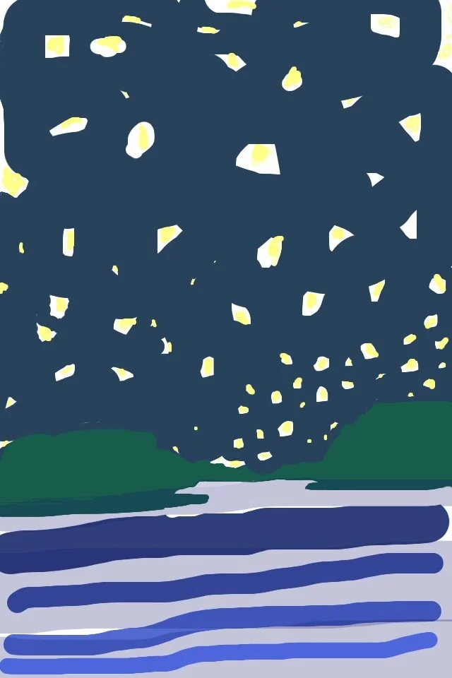 What You Missed, 2014, digital media and colored pencil on BFK Rives paper, 17” x 11”