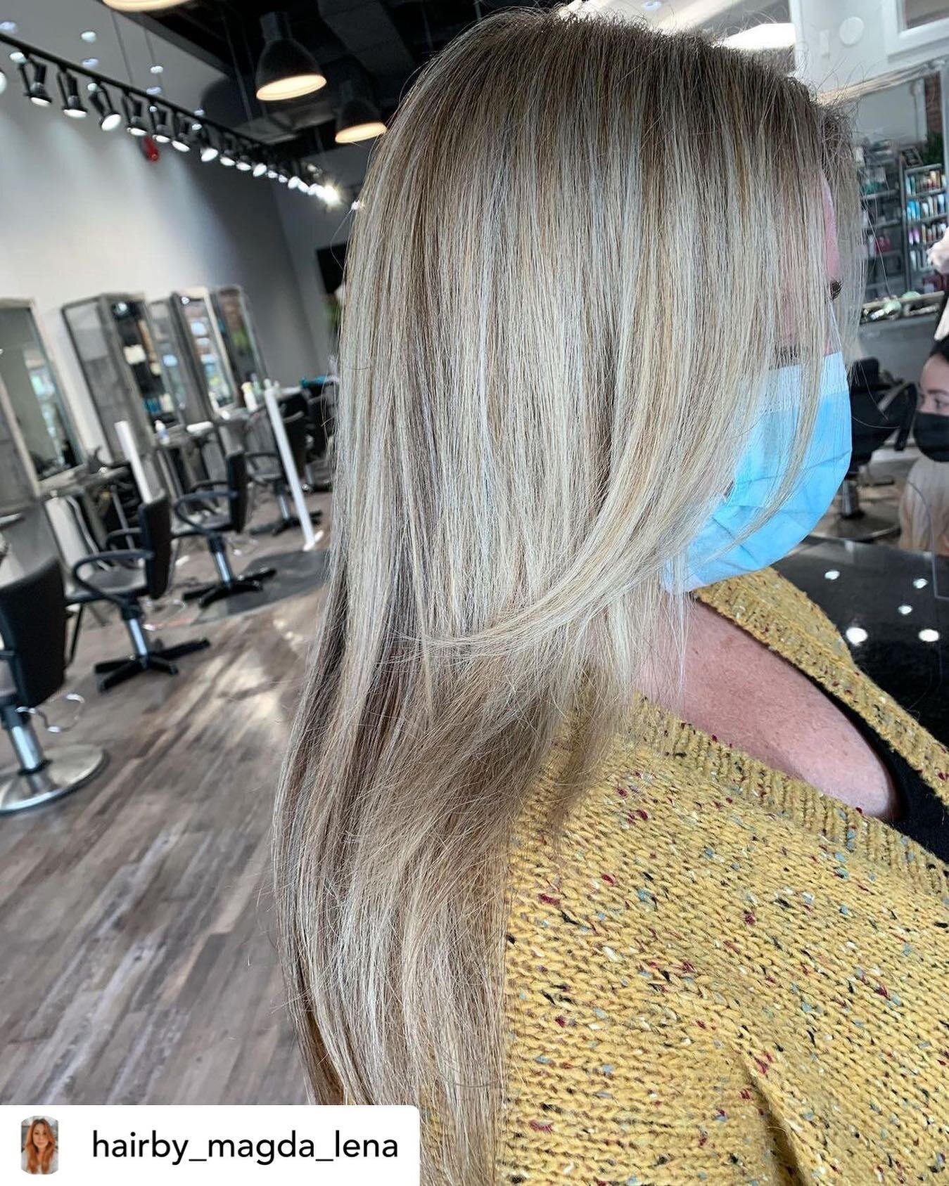 If you&rsquo;re looking for an amazing blonde colour come see us! The talented @hairby_magda_lena created this look with  babylights to blend in some of her silver hair in the front and to blend out recent permanent colour demarcation. It&rsquo;s blo