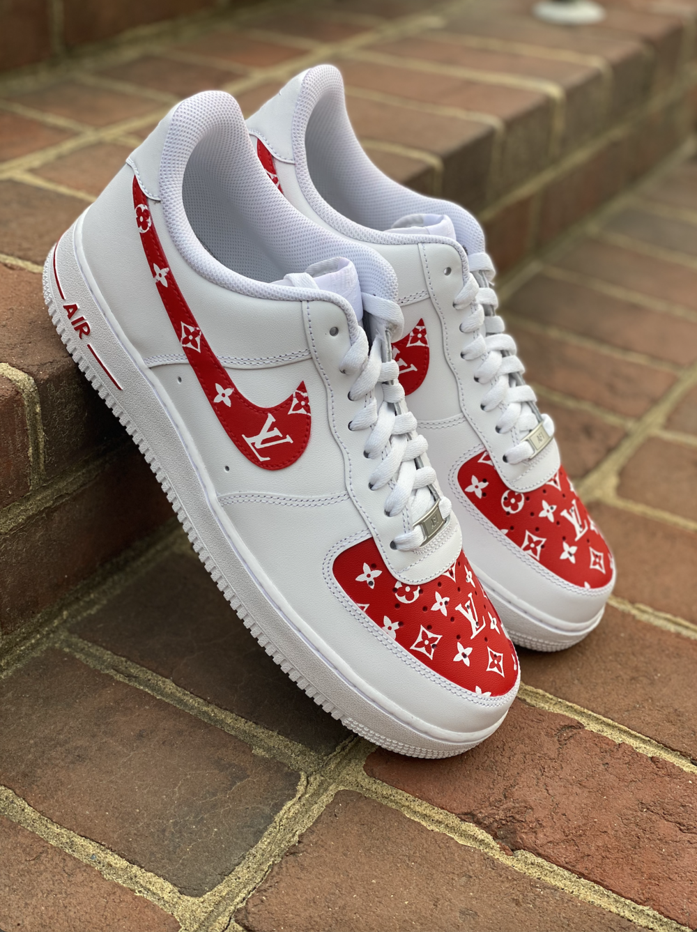 Custom Nike Air Force 1 ‘07 Low - Classic Louis Vuitton (Red) — Q's Custom  Sneakers