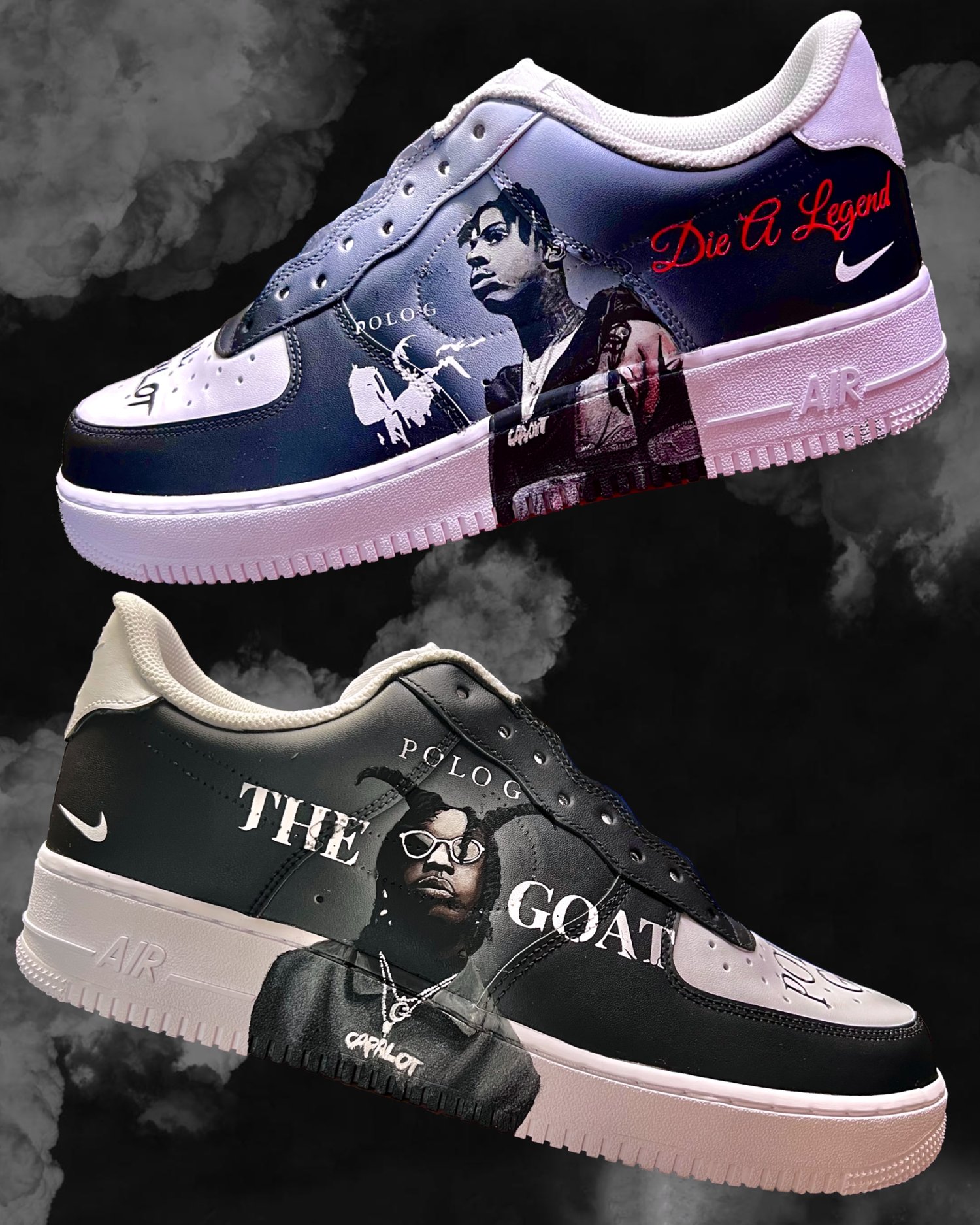 Custom Polo G Lil Capalot Nike Air Force 1 '07 Low - “The Goat” / “Die a  Legend” — Q's Custom Sneakers