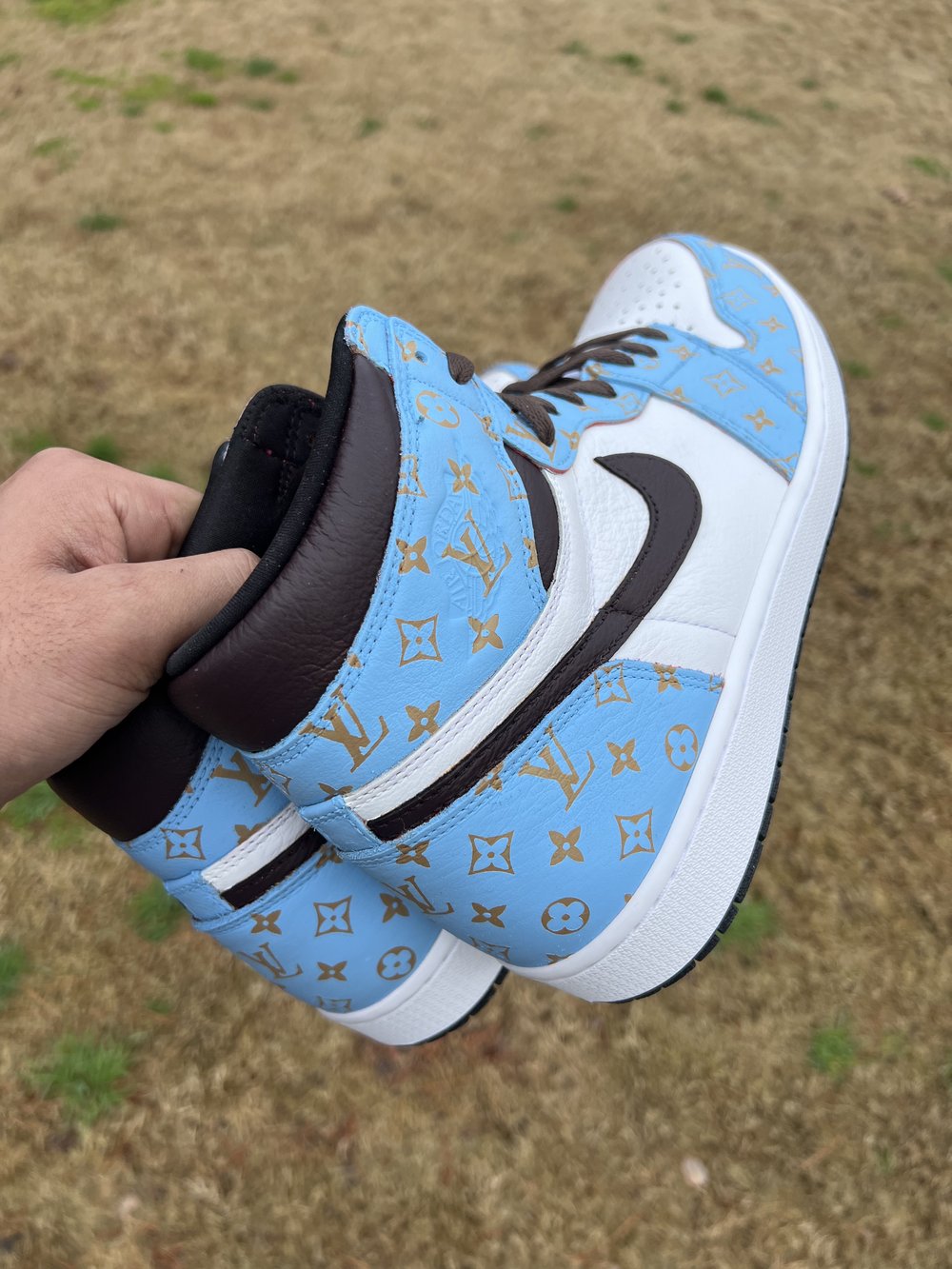 blue louis vuitton jordans