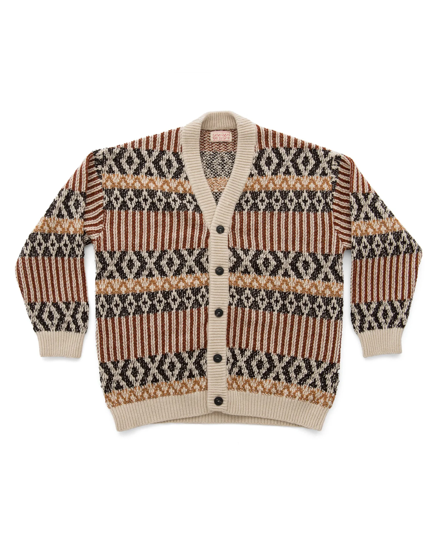 Folk Cardigan Brown Rust — MAGLIFICIO GRP 1973