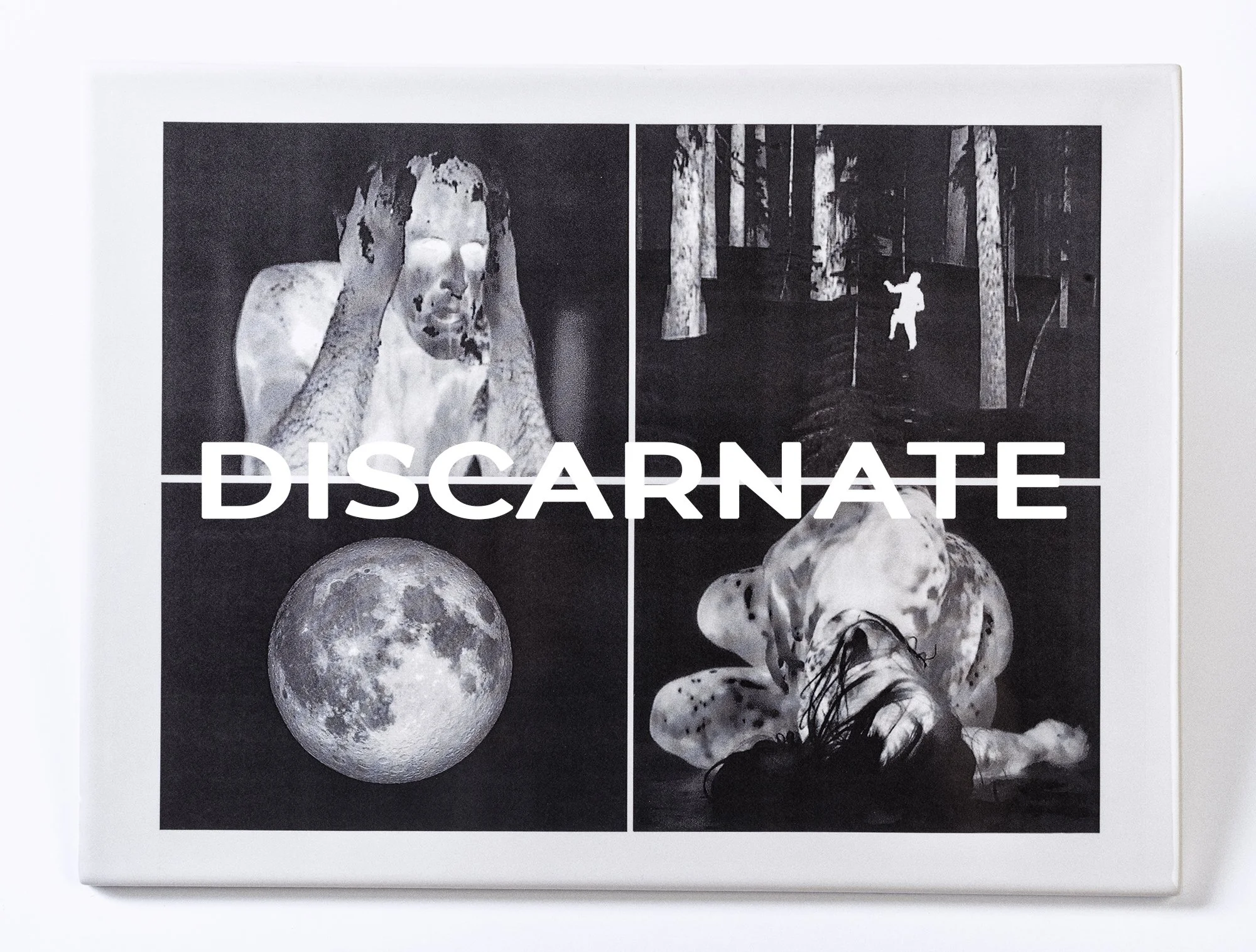 'DISCARNATE (Decay)', 2025, infrared thermal video stills, photo decal, engraving, vitreous porcelain, cork, paint
10.25 x 14.25 x .30 inches, unique.