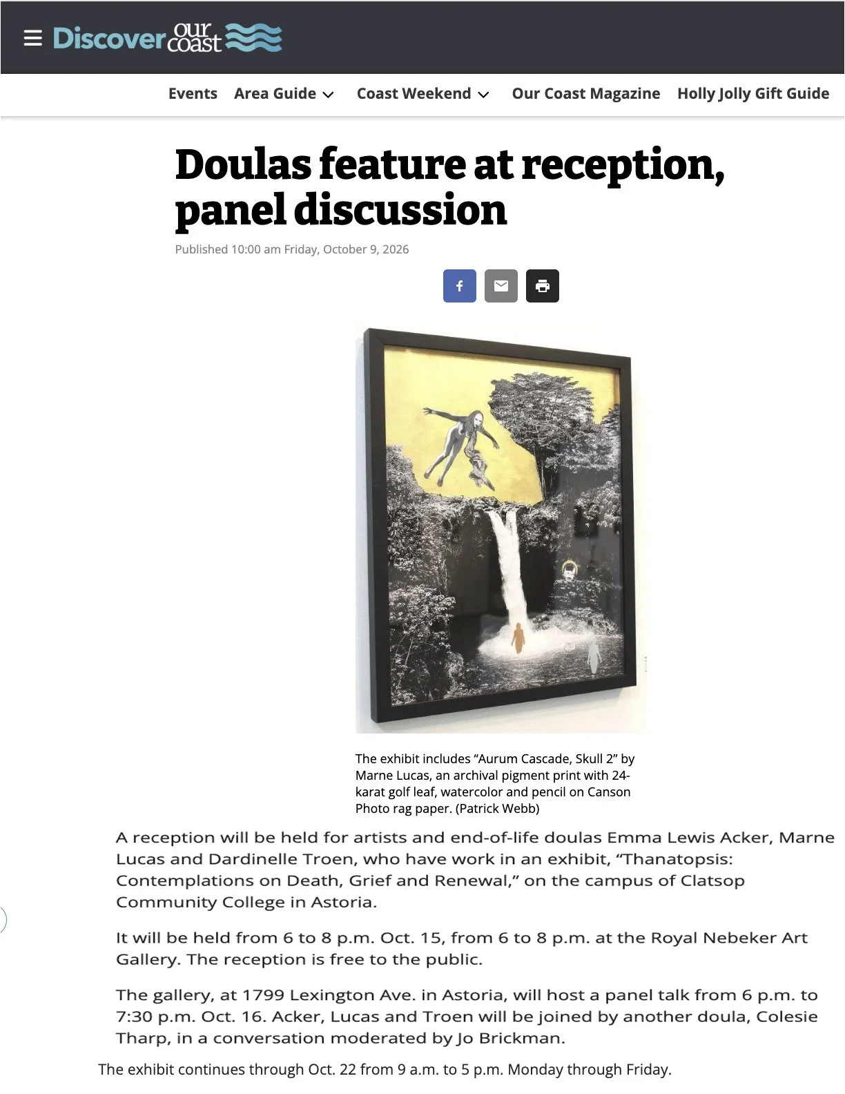 Discover Our Coast, October 9, 2026.
"Doulas feature at reception, panel discussion."