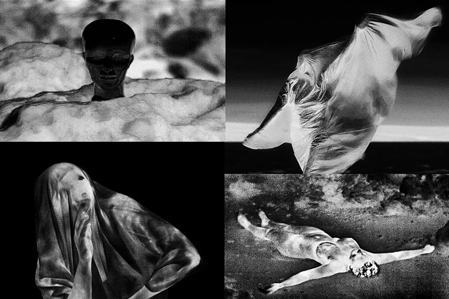 Grimoire Girls (Witch Please!), 2026, archival pigment print, Royal silk chiffon banner, plexiglass rod, 40 x 60 inches, unique.
