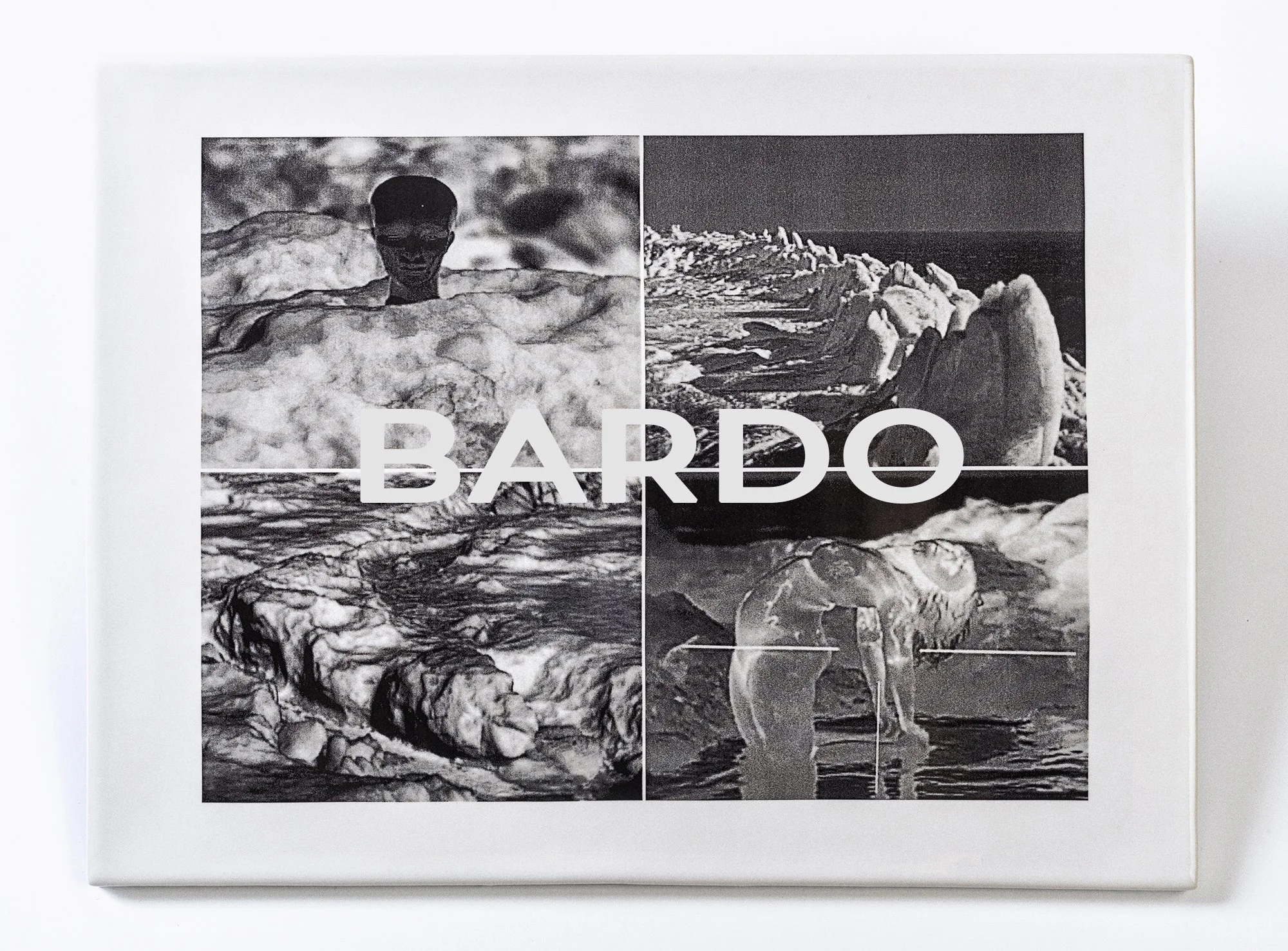 BARDO (Geological Timeshare), 2025, infrared thermal video stills, photo decal, engraving, vitreous porcelain, cork, paint, 10.25 x 14.25 x .30 inches, unique.