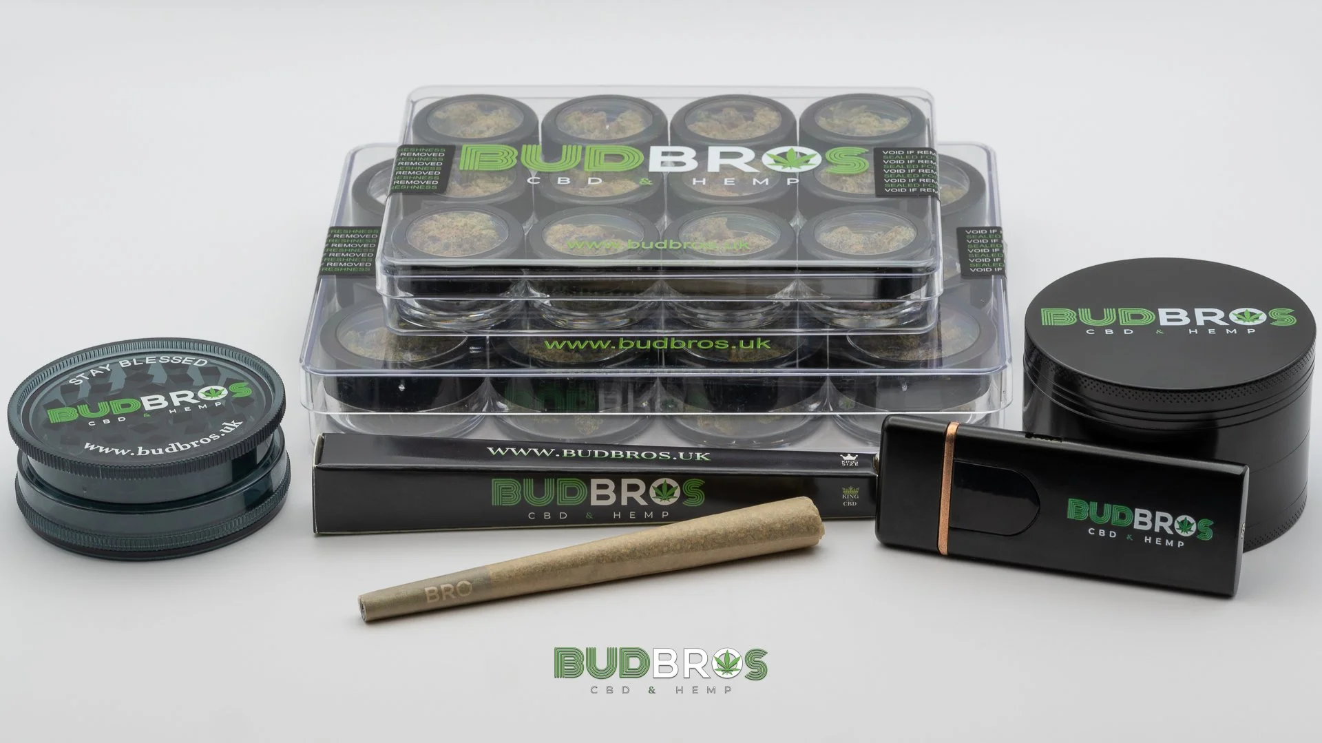 E-commerce photography of maurjuana accessories