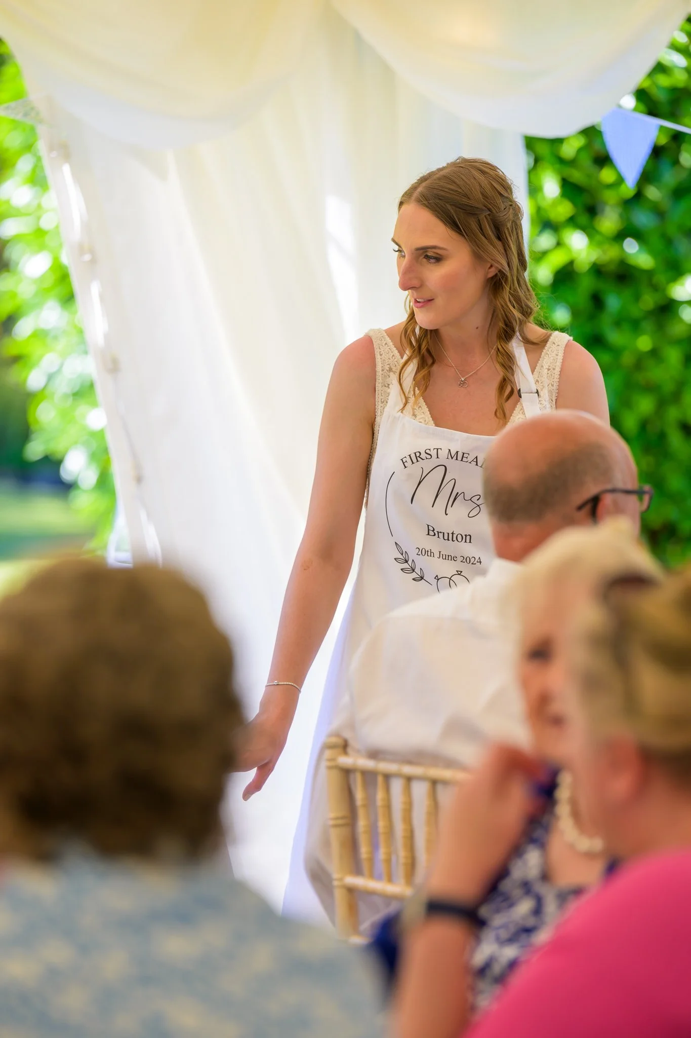 A bride giving her speech