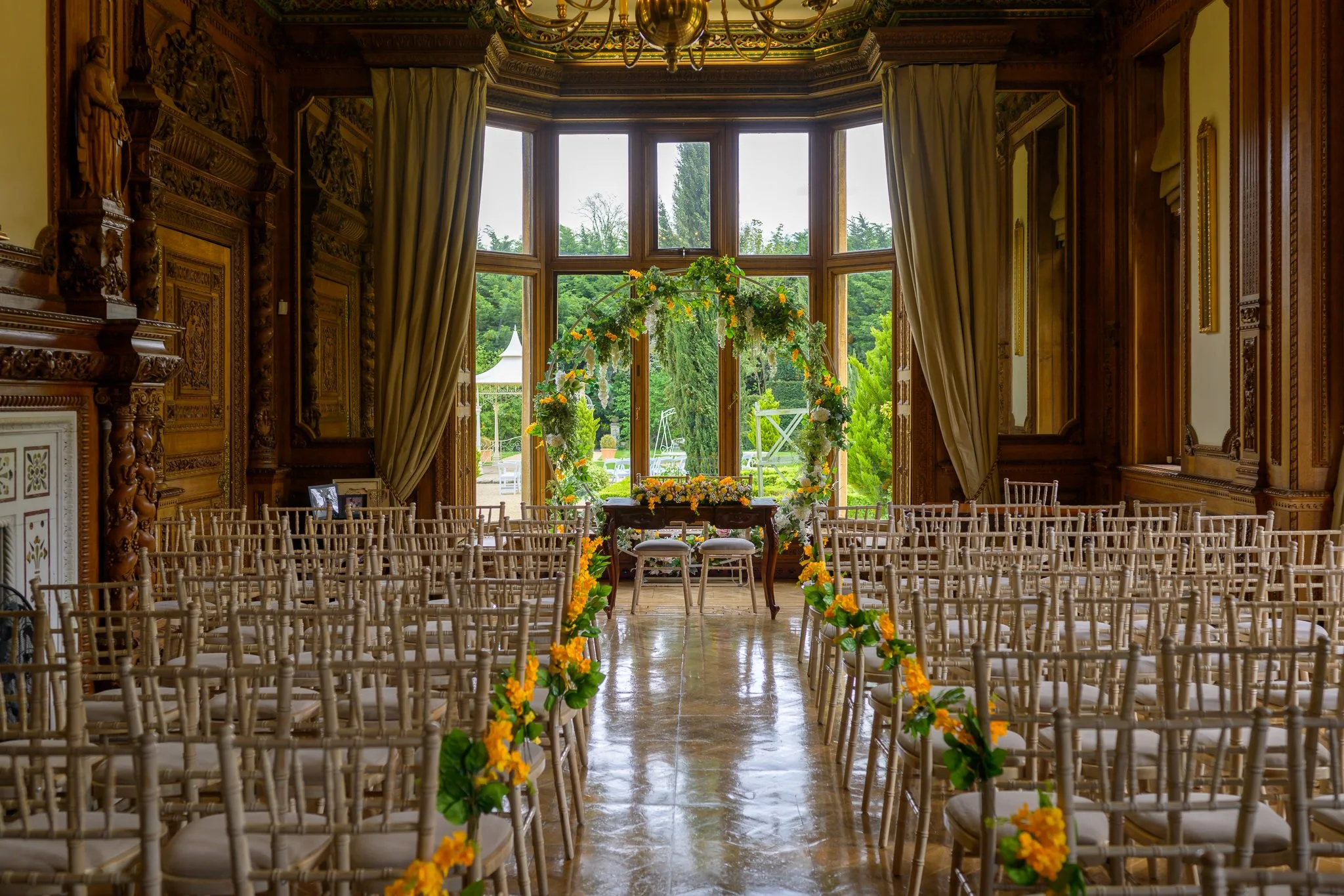 Gloucestershire wedding ceremony room photographer Manor By The Lakes