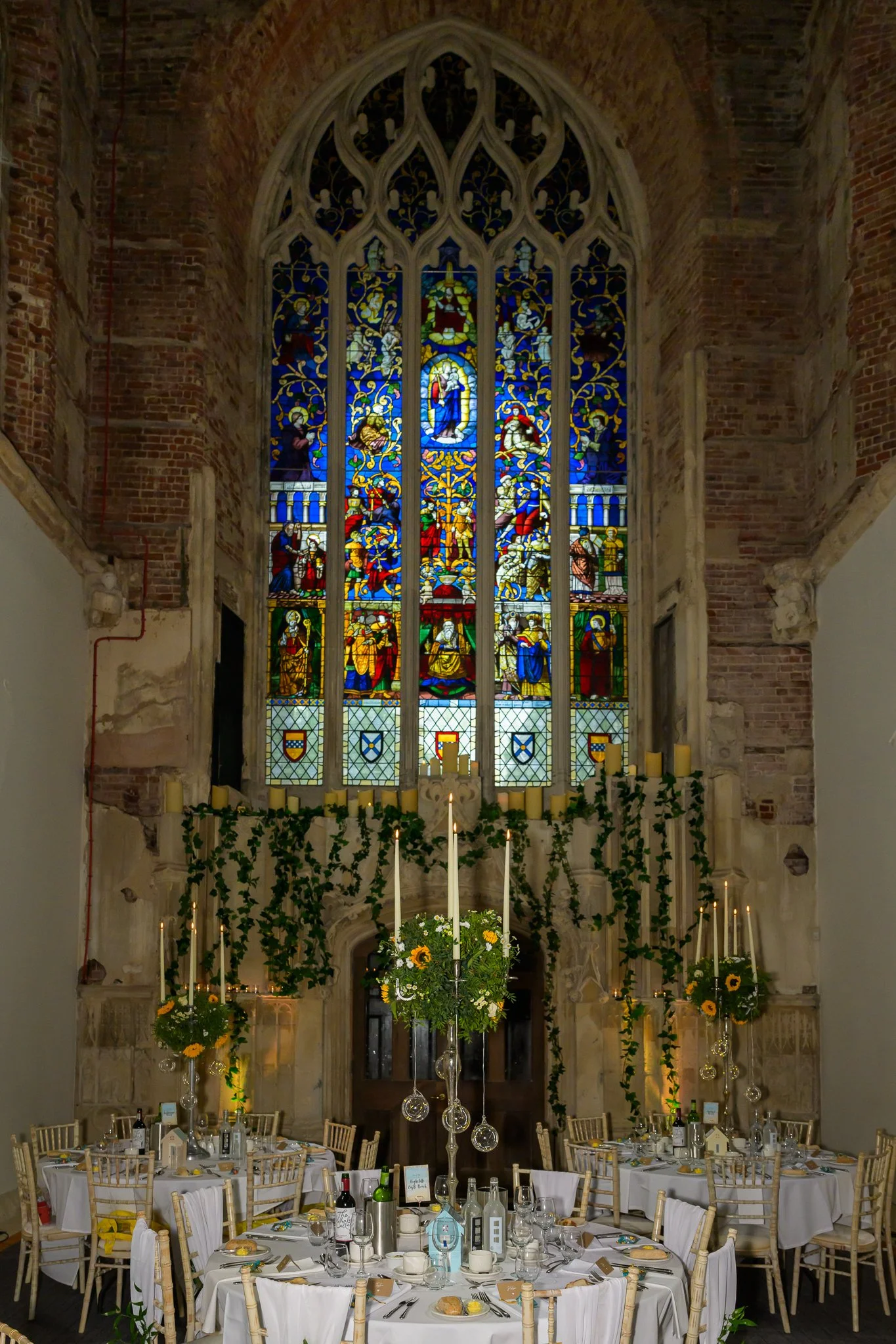 The dining area of a wedding venue