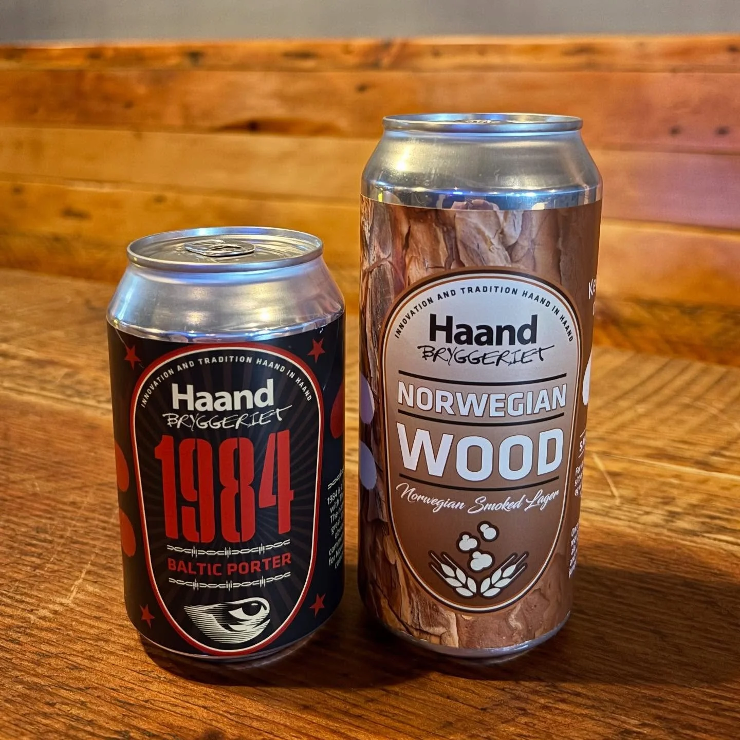 New Nordic Imports in house! @haandbryggeriet_official 1984 Baltic Porter &amp; Norwegian Wood Smoked Lager. Available to drink at the beer hall or take to go!