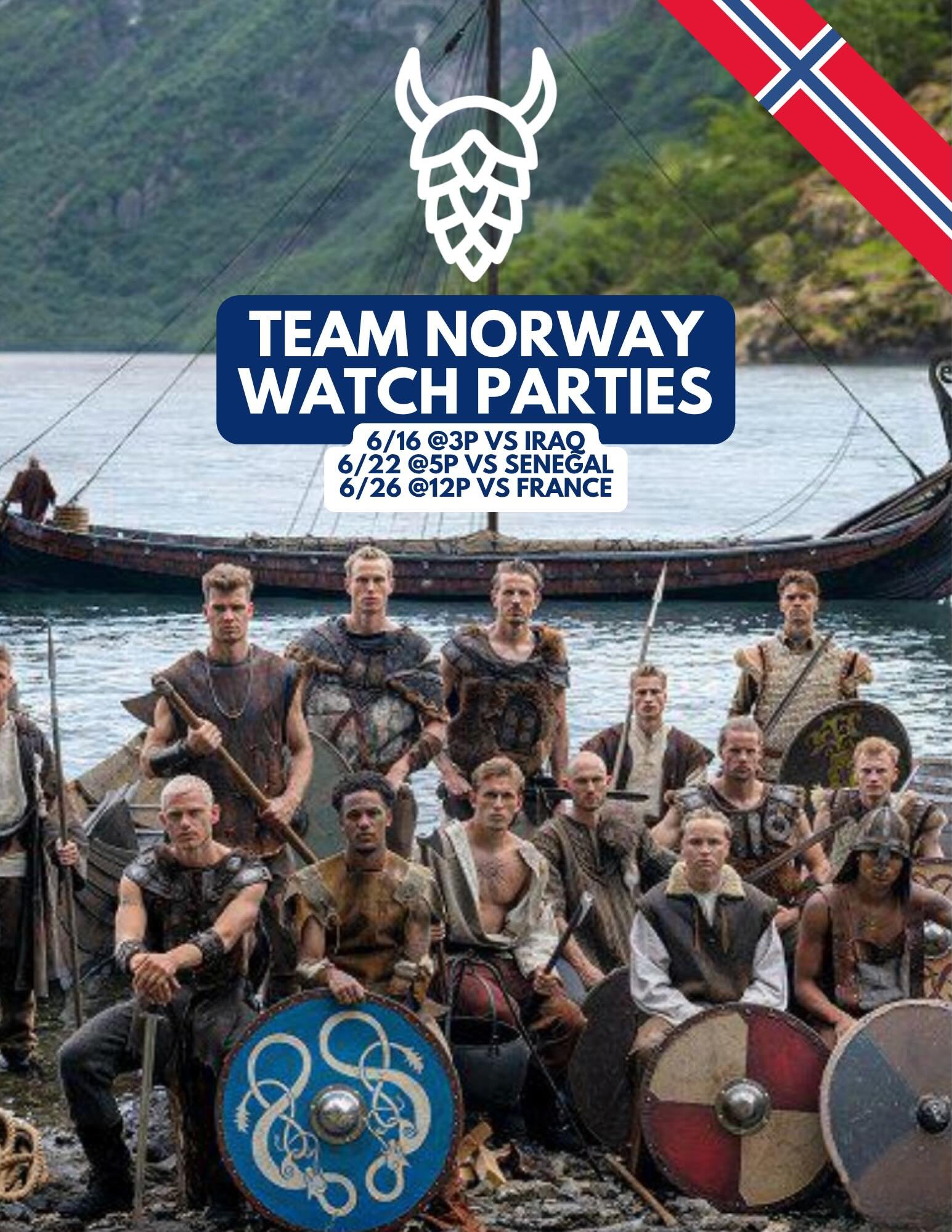 Get ready for a Viking invasion! 🇳🇴🇳🇴🇳🇴

Need a spot to watch Norway take the pitch? We're it! We'll have all of the team Norway games on all of our TVs with full sound. Expect $5 Aass &amp; Carlsberg during the games.

We'll even be open on Tu