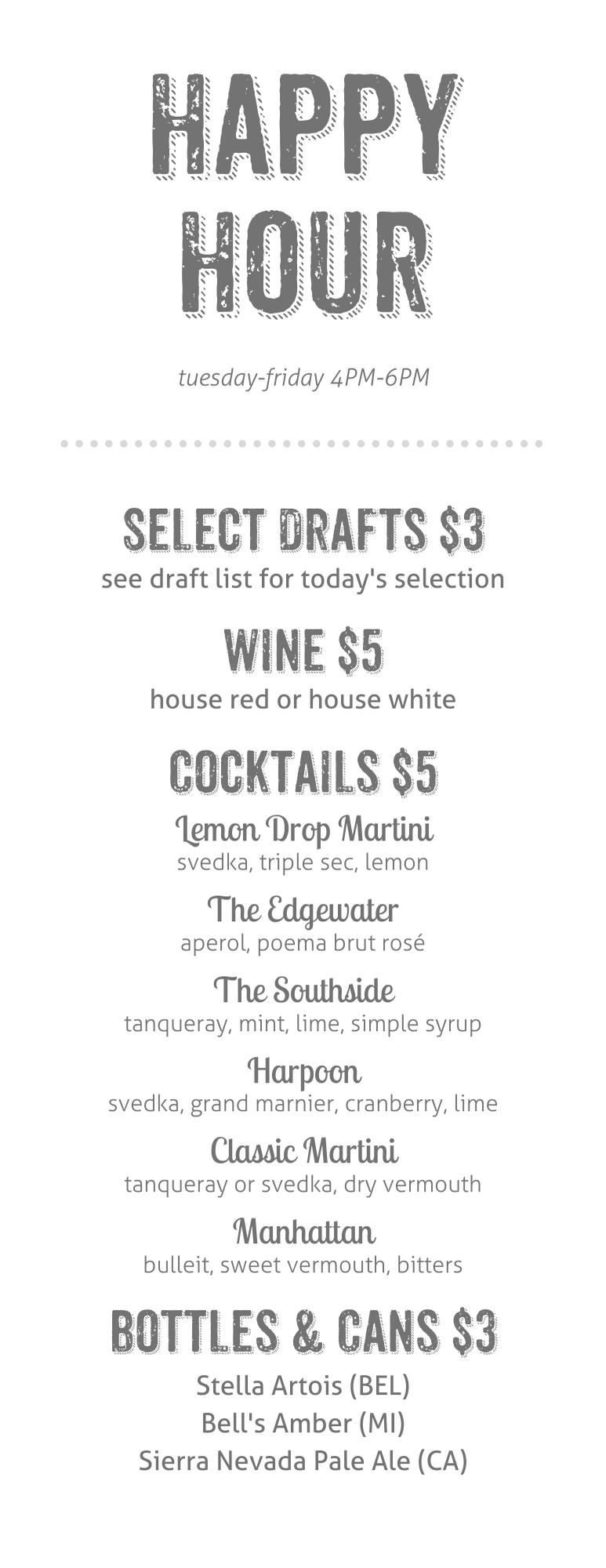 Happy Hour — Deagan's Kitchen and Bar