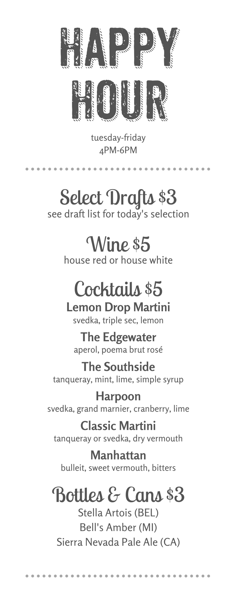 Happy Hour — Deagan's Kitchen and Bar