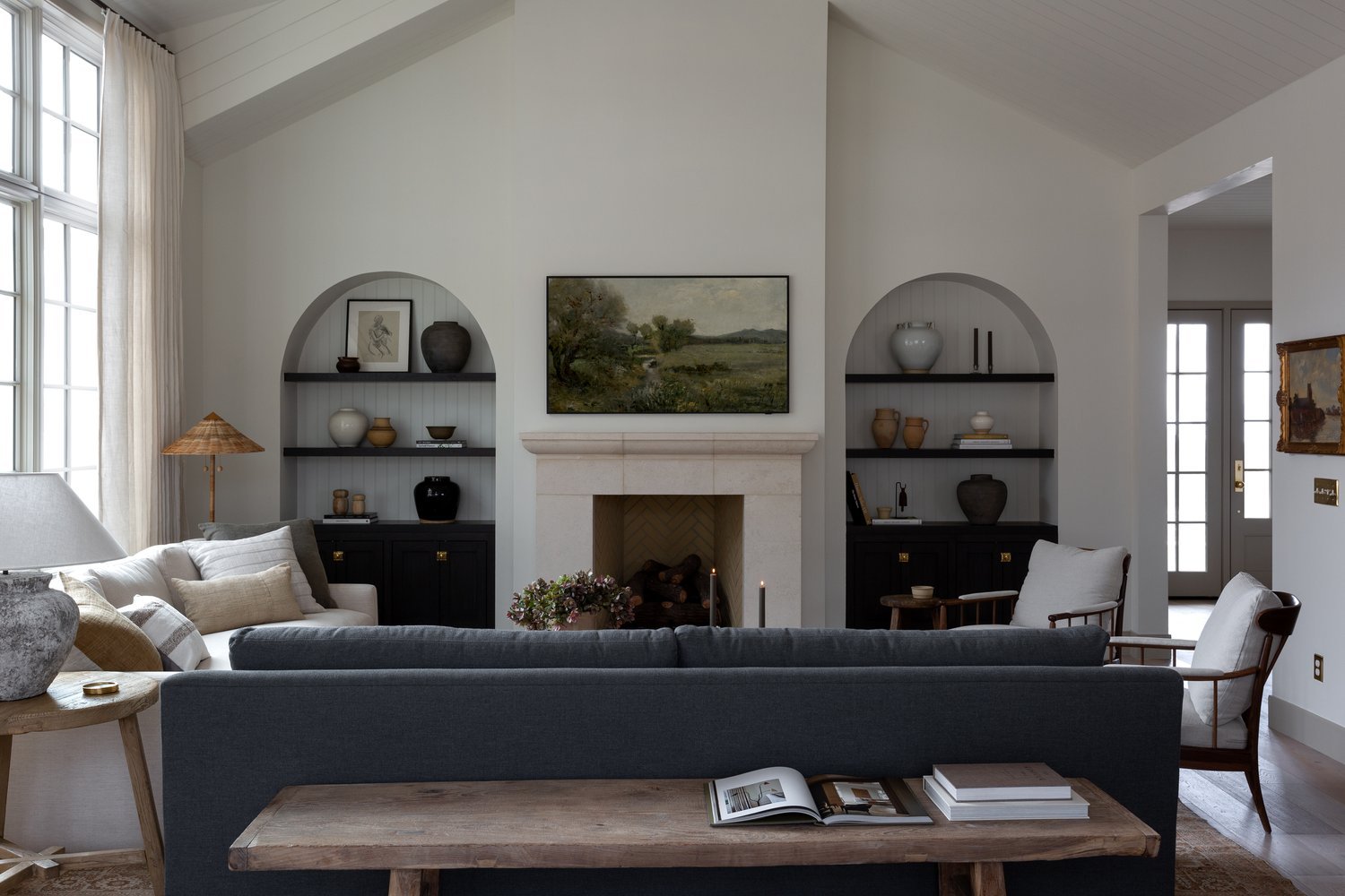 sofa layout with chairs living room design