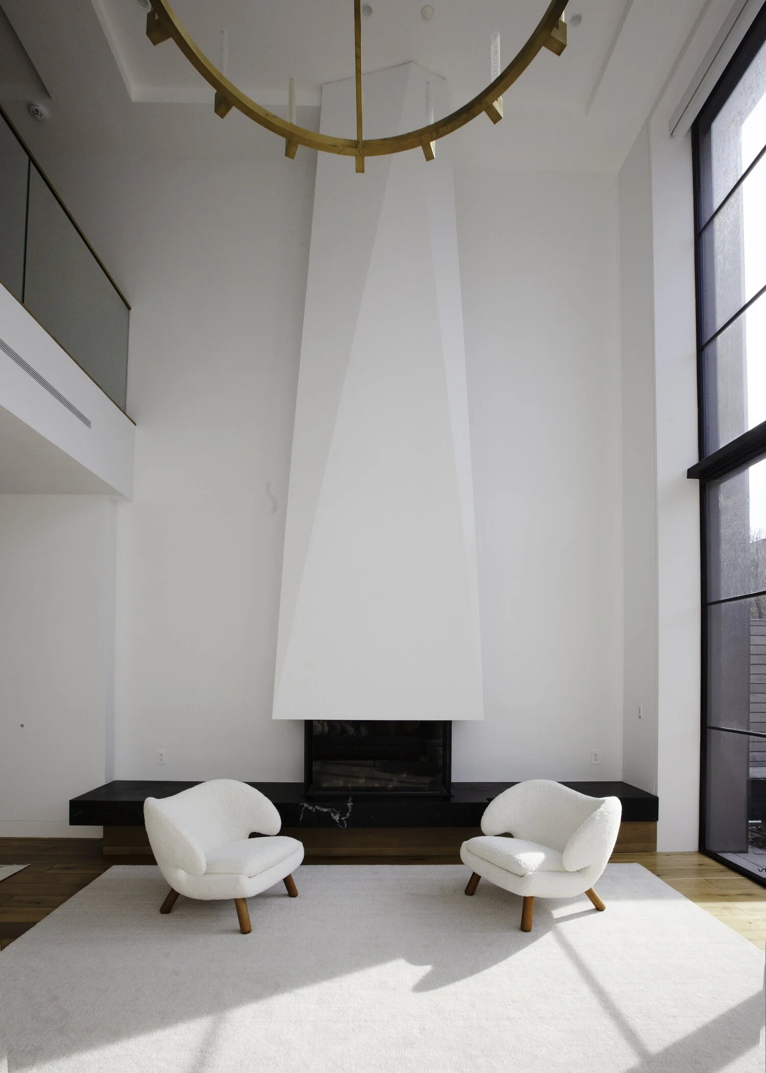 white chairs with wood for living room design